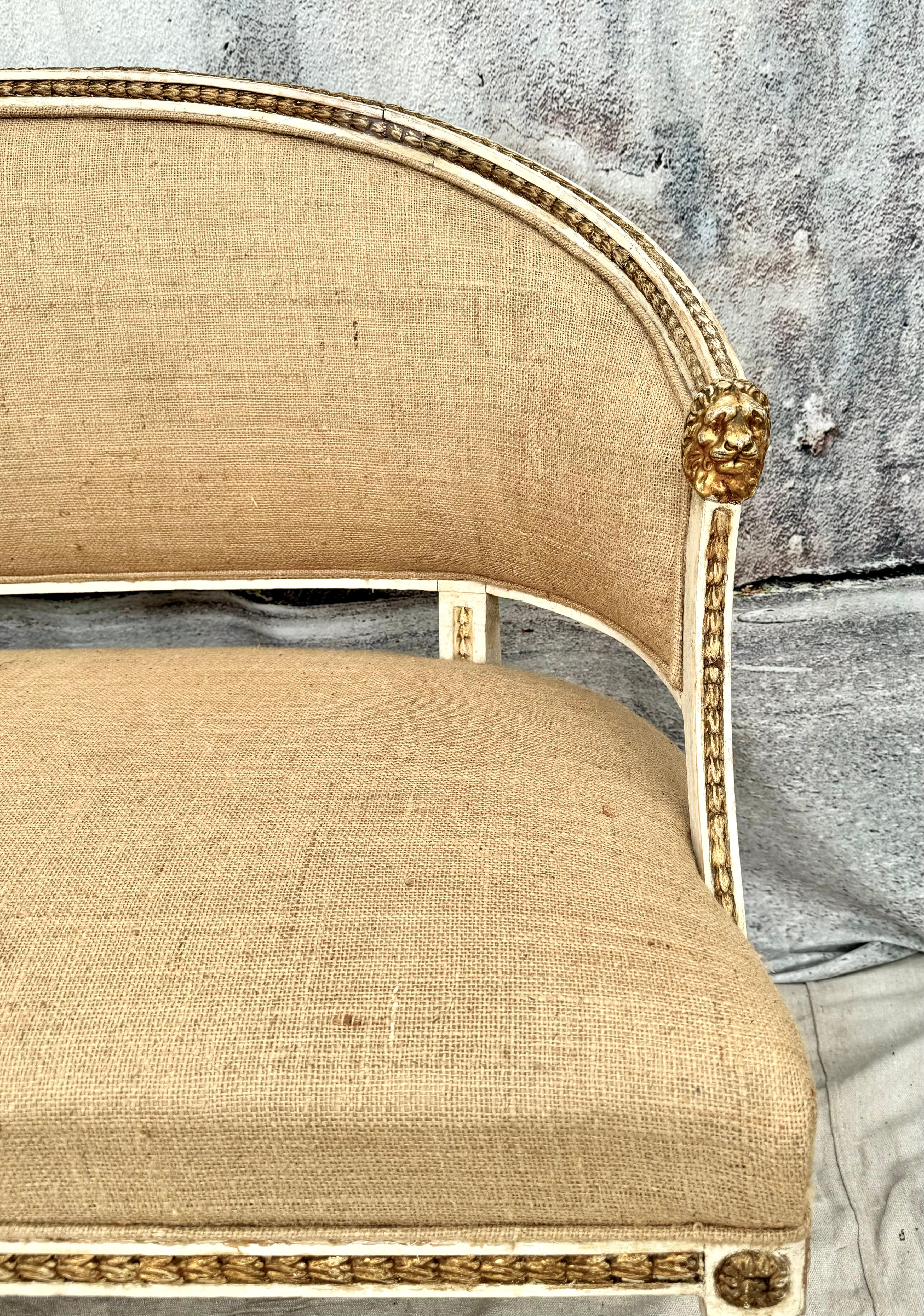 Swedish Neoclassical Style Parcel Gilt Settee For Sale 2