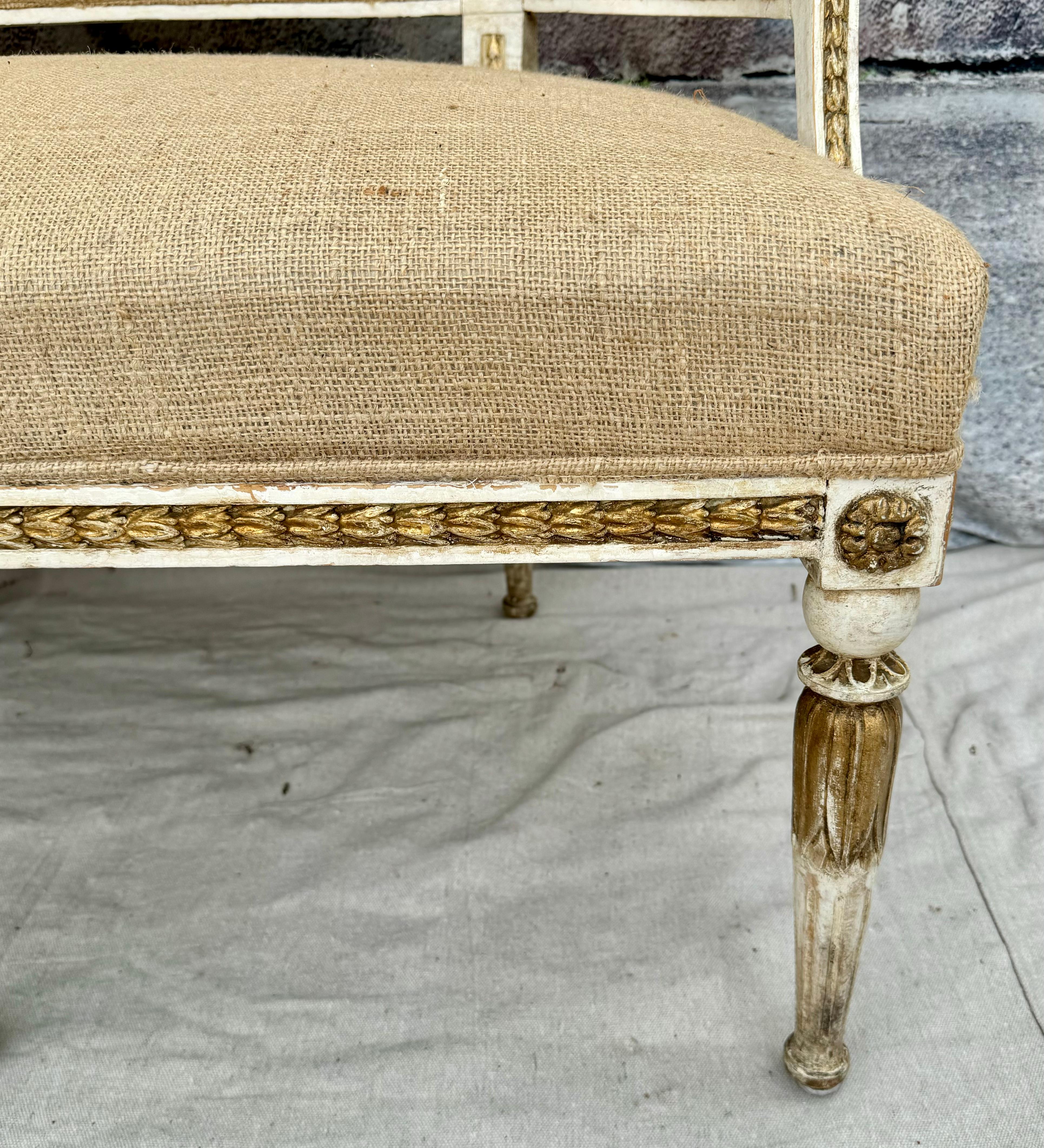 Swedish Neoclassical Style Parcel Gilt Settee For Sale 3