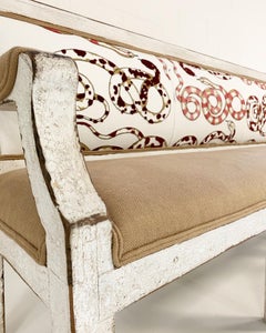 Swedish Neoclassical Style Settee in Pierre Frey and Loro Piana Linens