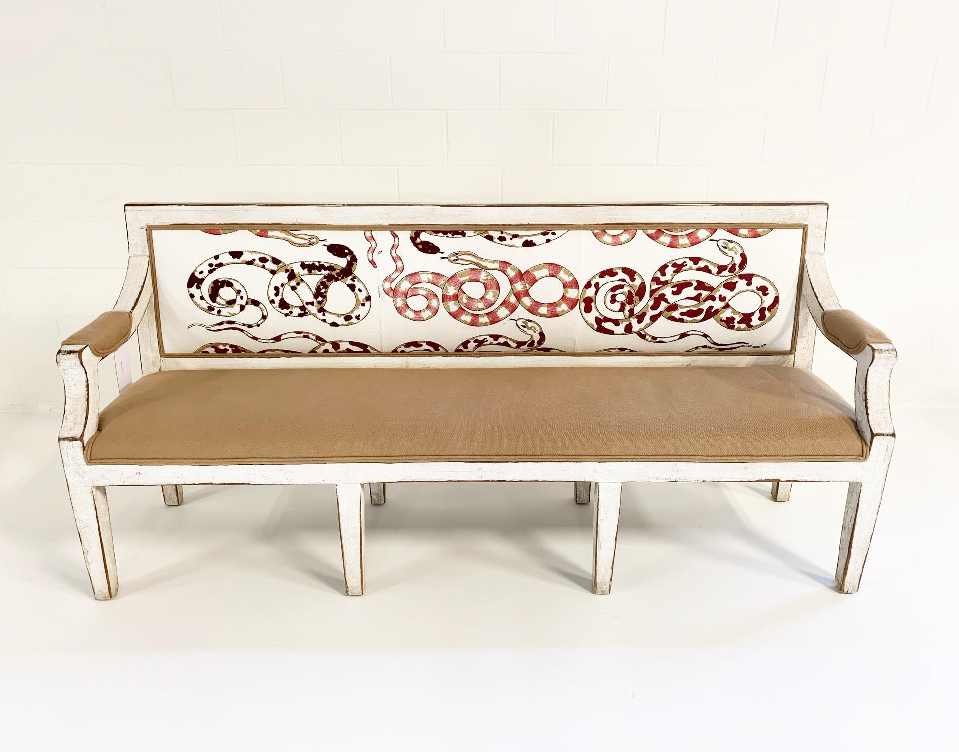 20th Century Swedish Neoclassical Style Settee in Pierre Frey and Loro Piana Linens