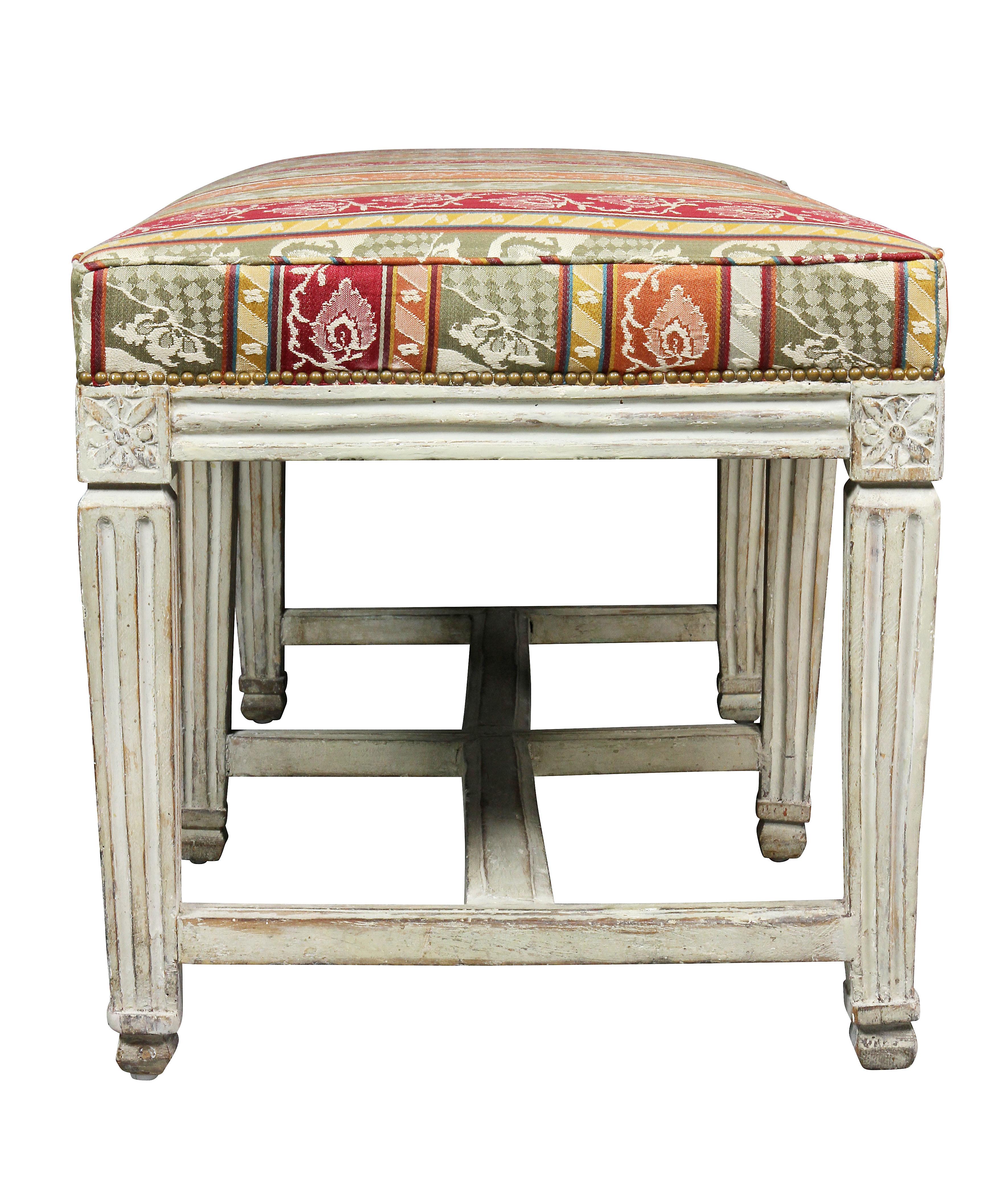 Swedish Neoclassical White Painted Bench 1
