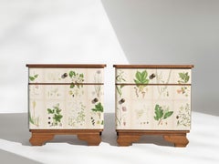 Swedish Nordens Flora Illustrations on Pair of Nightstands