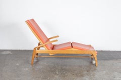 Swedish Oak and Leather Chaise Lounge