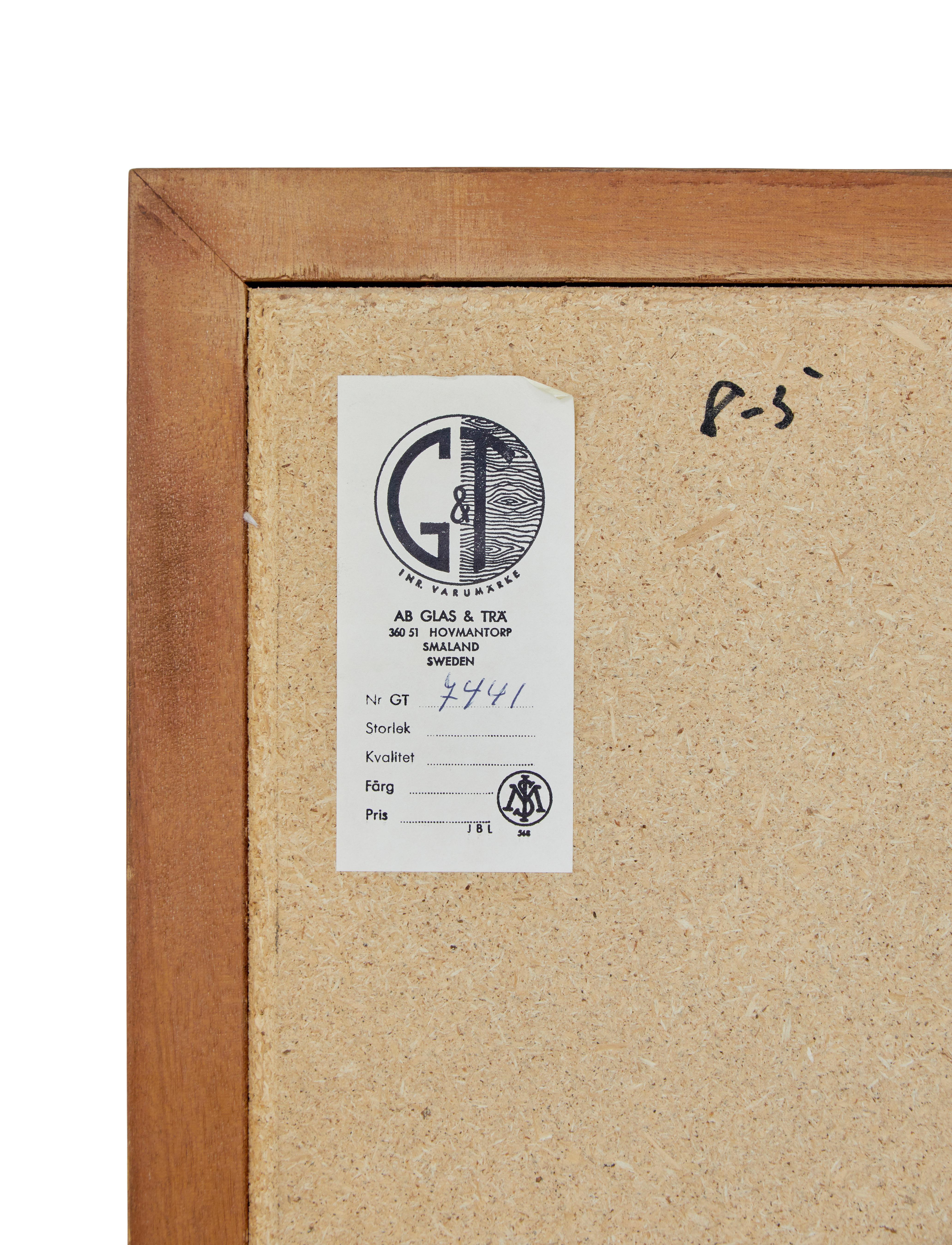 Mid-Century Modern Swedish oak framed mirror by Glas and Tra For Sale