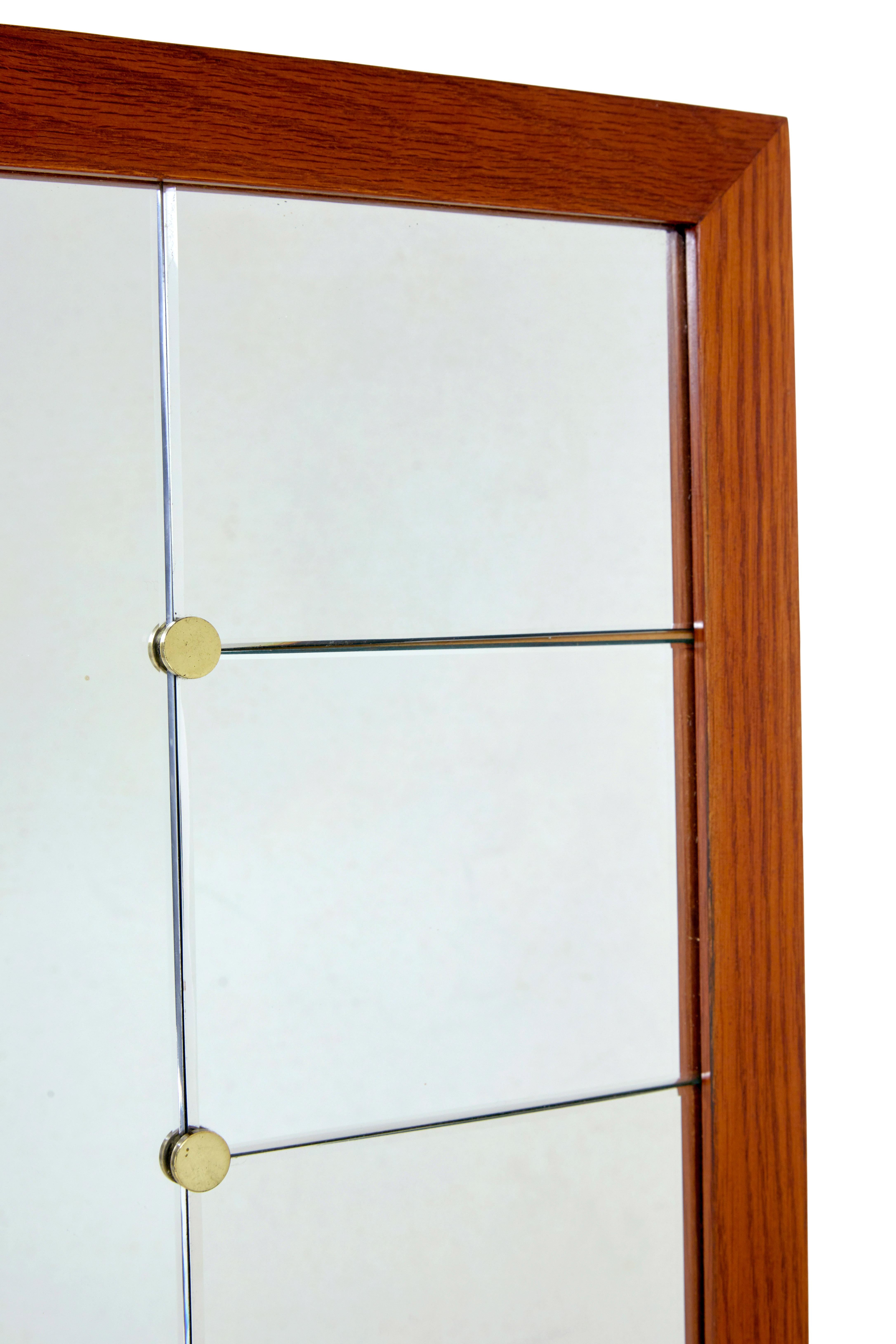 20th Century Swedish oak framed mirror by Glas and Tra For Sale