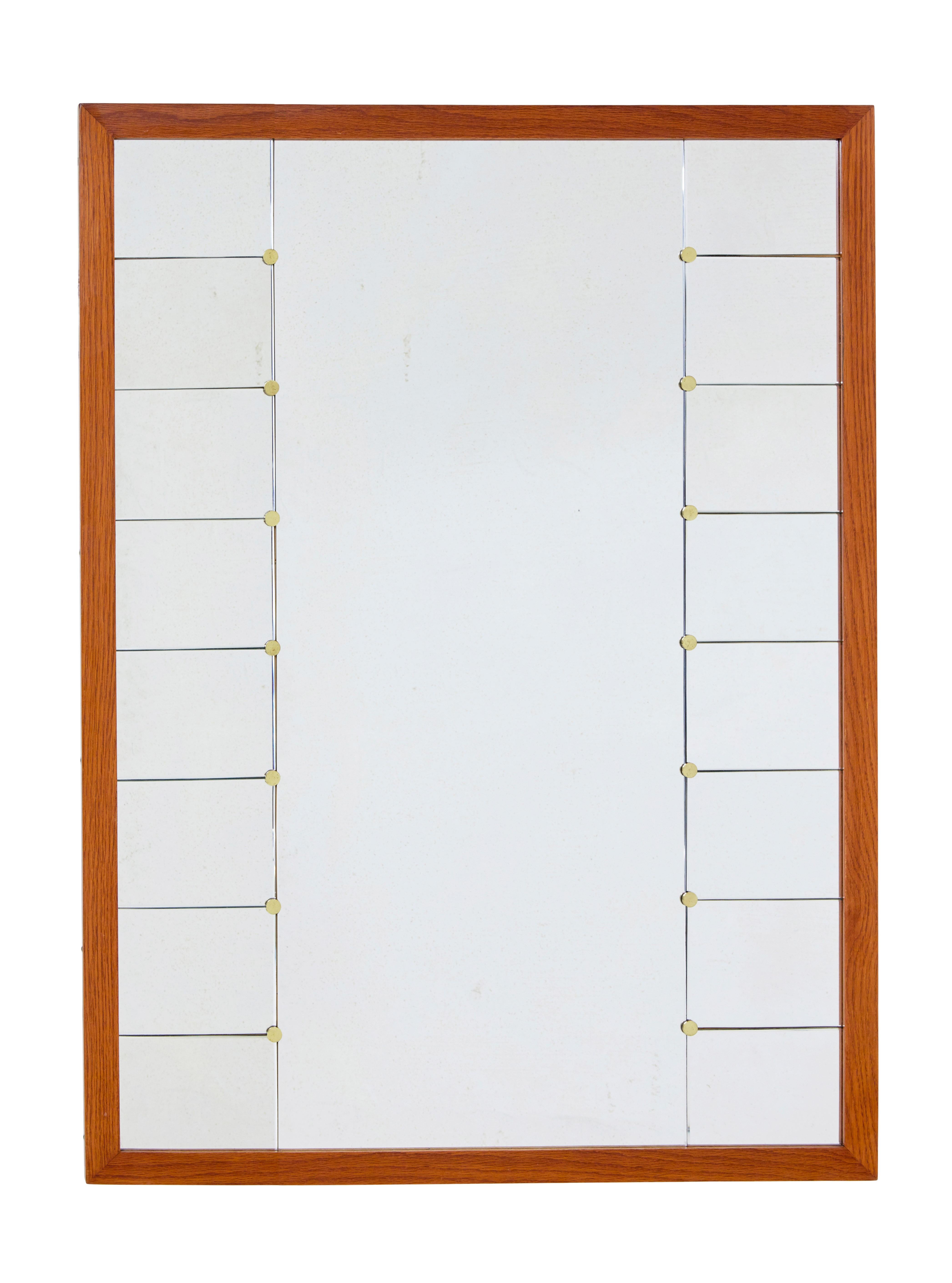 Mirror Swedish oak framed mirror by Glas and Tra For Sale