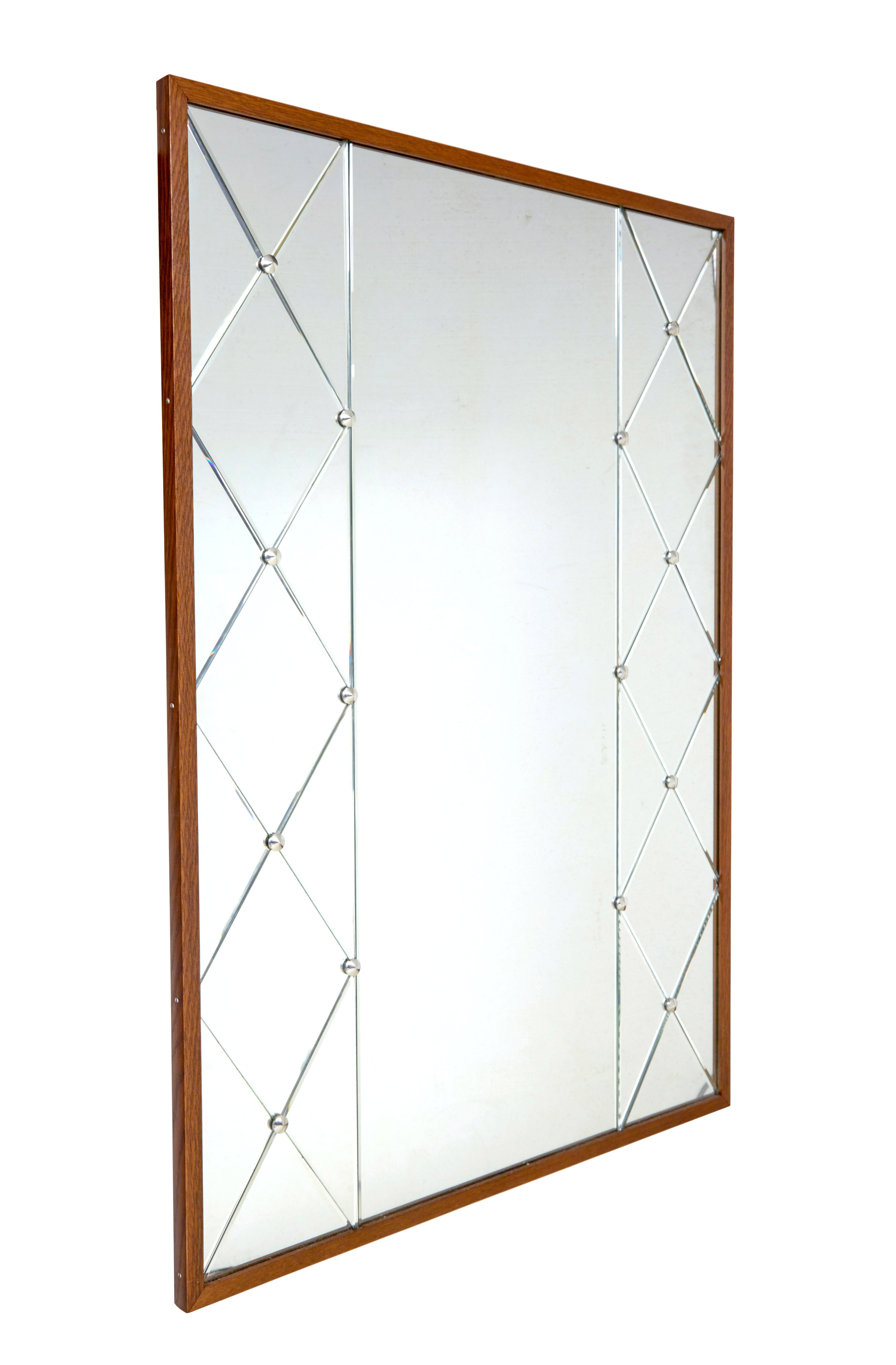 Espejo de pared arlequín de roble sueco by Glas & Tra en Bueno estado para la venta en Debenham, Suffolk