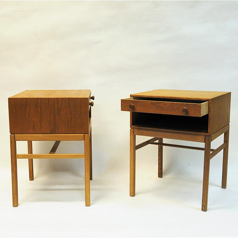 Mid-20th Century Swedish Oak Night Table Pair Casino by Engström & Myrstrand for Tingströms 1960s