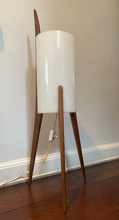 Swedish oak / plexiglass tripod floor lamp by Uno & Östen Kristiansson for Luxus
