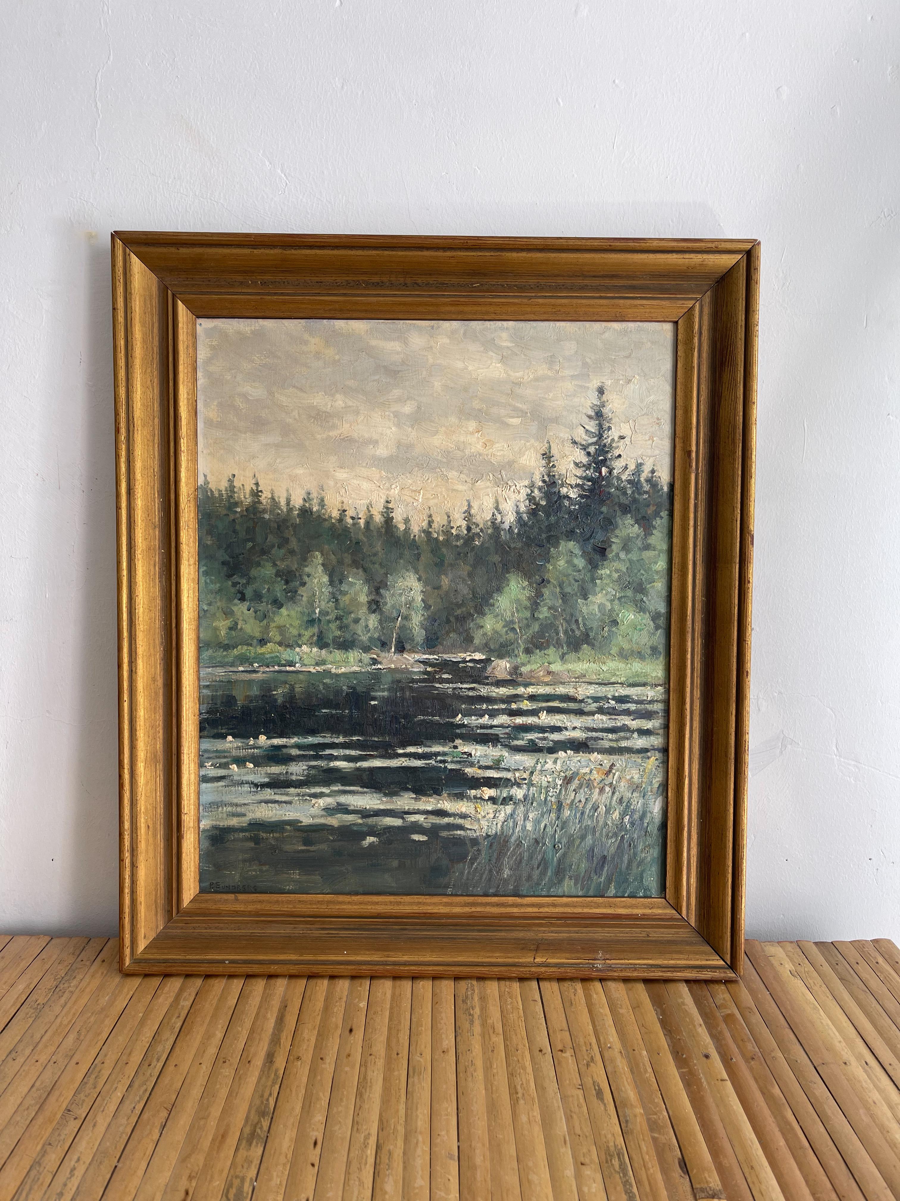 Minimalist Swedish Oil Painting Landscape Per Sundberg (konstnär) For Sale