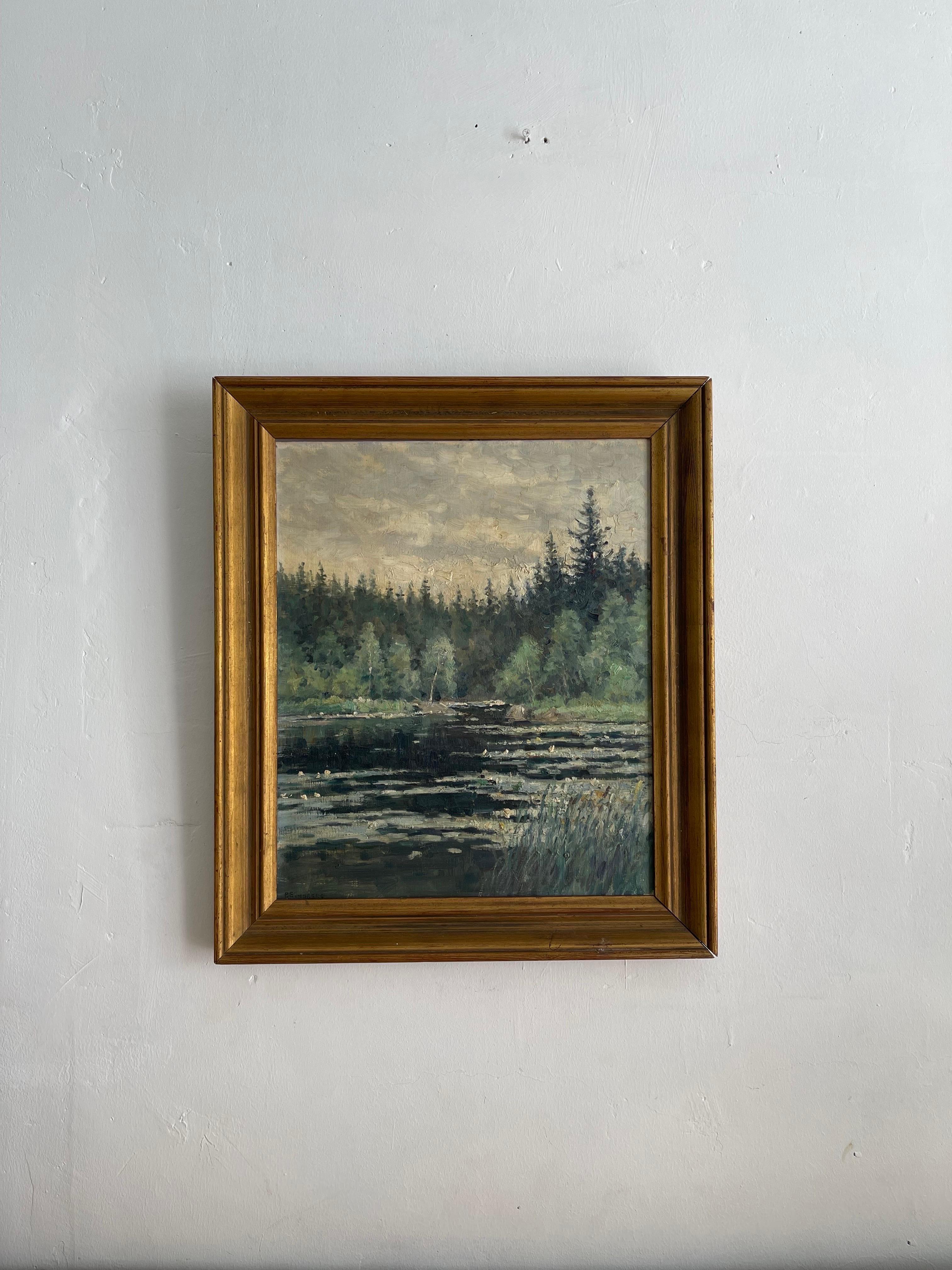 Hand-Painted Swedish Oil Painting Landscape Per Sundberg (konstnär) For Sale