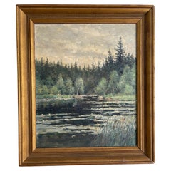Vintage Swedish Oil Painting Landscape Per Sundberg (konstnär)