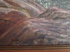 Pittura a olio svedese, motivo oceano/arcipelago con cornice in pino, metà del 1900