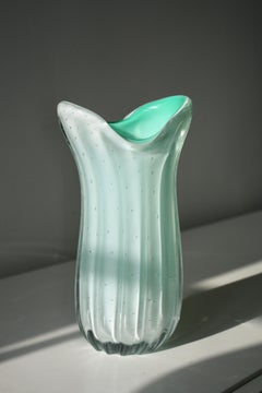 Swedish Opaline Bubble Art Glass Vase, Attributed to Orrefors, 1950s