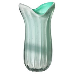 Swedish Opaline Bubble Art Glass Vase, Attributed to Orrefors, 1950s