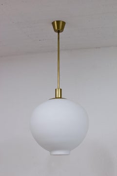 Swedish Opaline Glass & Brass Ceiling Lamp by Uno Westerberg for Böhlmarks