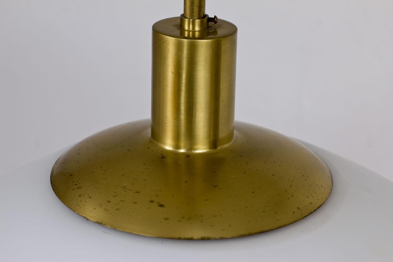 Swedish Opaline Glass & Brass Ceiling Lamp by Uno Westerberg for Böhlmarks 1