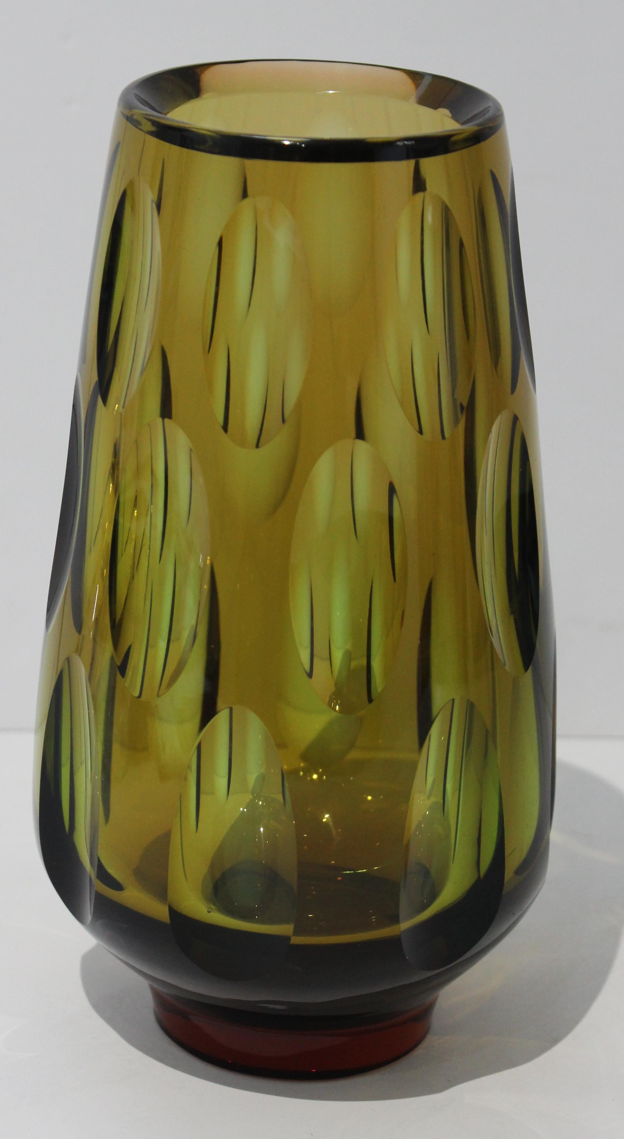 Hand-Crafted Swedish Optic Glass Vase