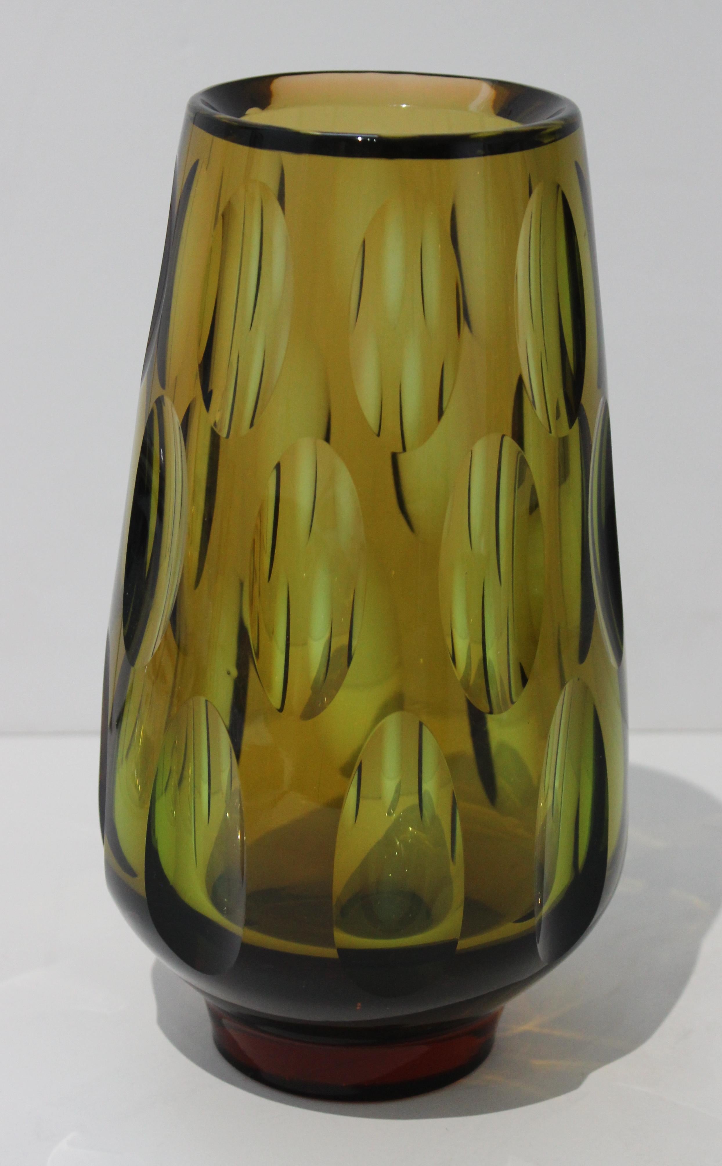 Swedish Optic Glass Vase In Good Condition In West Palm Beach, FL