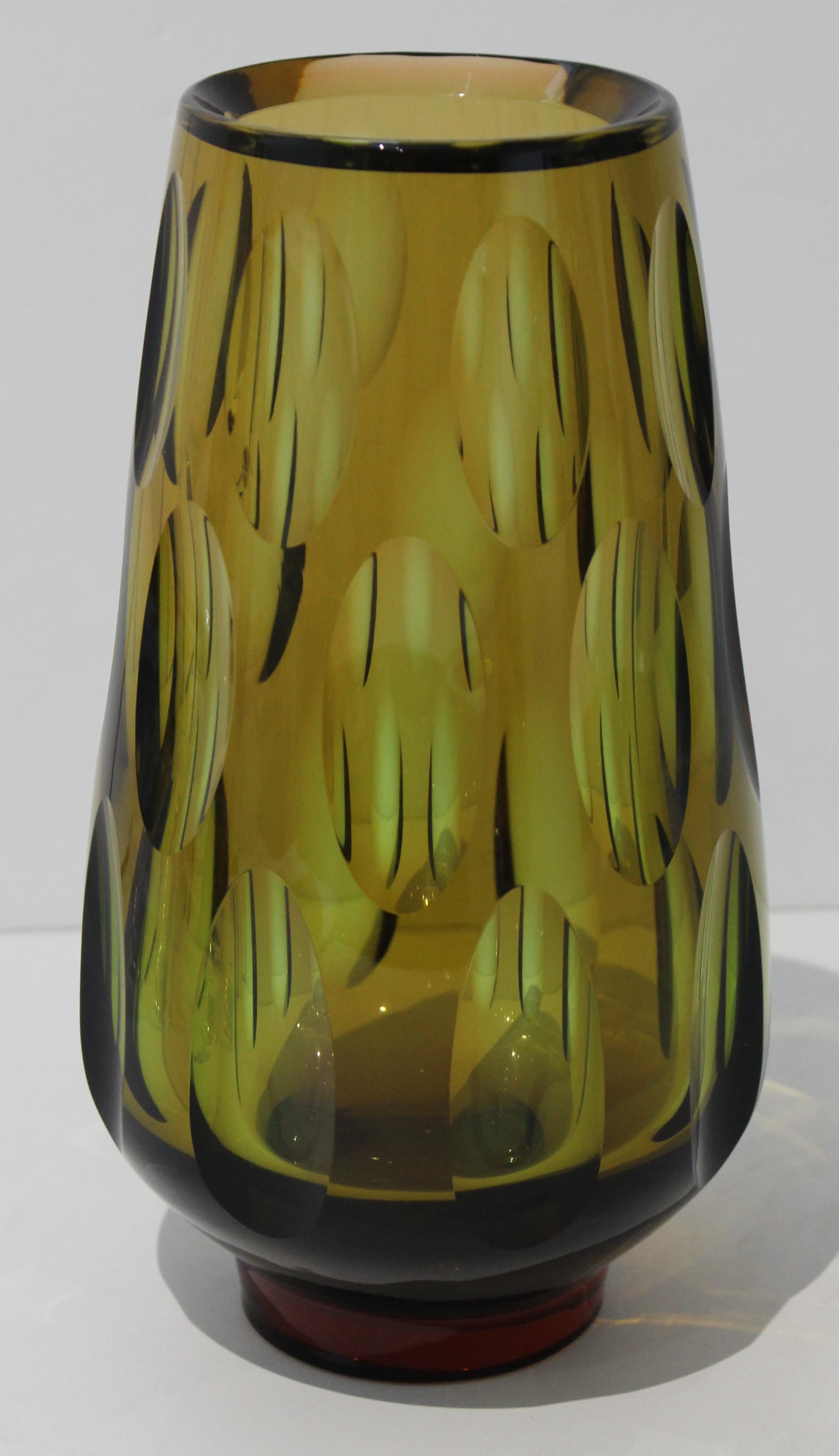 20th Century Swedish Optic Glass Vase
