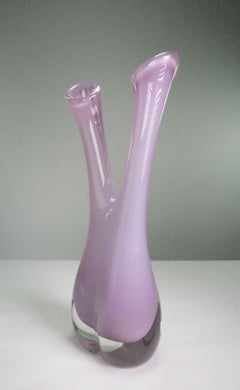 Sea Glasbruk, Kosta 1950s Soft Pink Art Glass Double Vase, Sweden