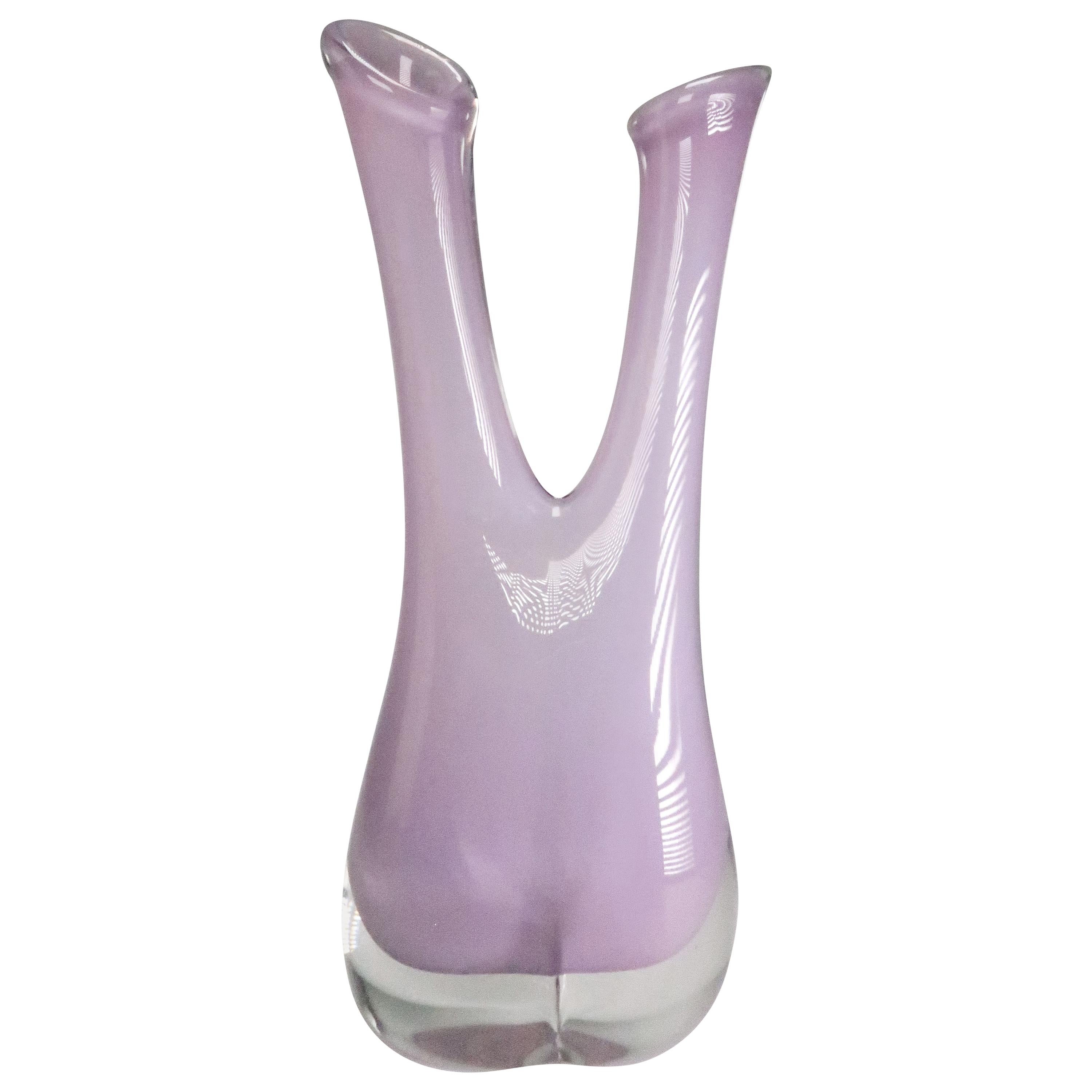 Sea Glasbruk, Kosta 1950s Soft Pink Art Glass Double Vase