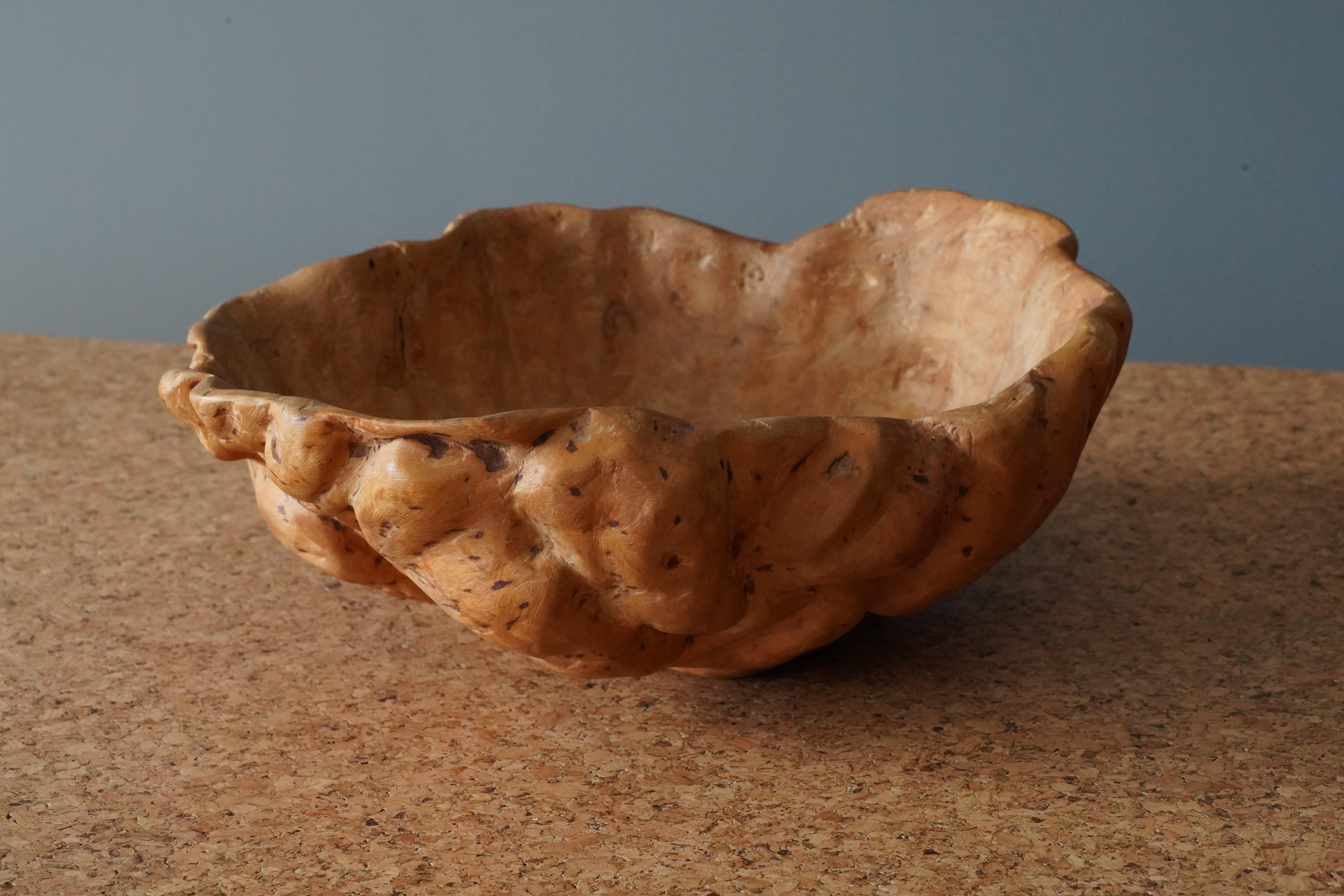 Mid-Century Modern Swedish, Organic Burl Wood Bowl, Sweden, c. 1950s