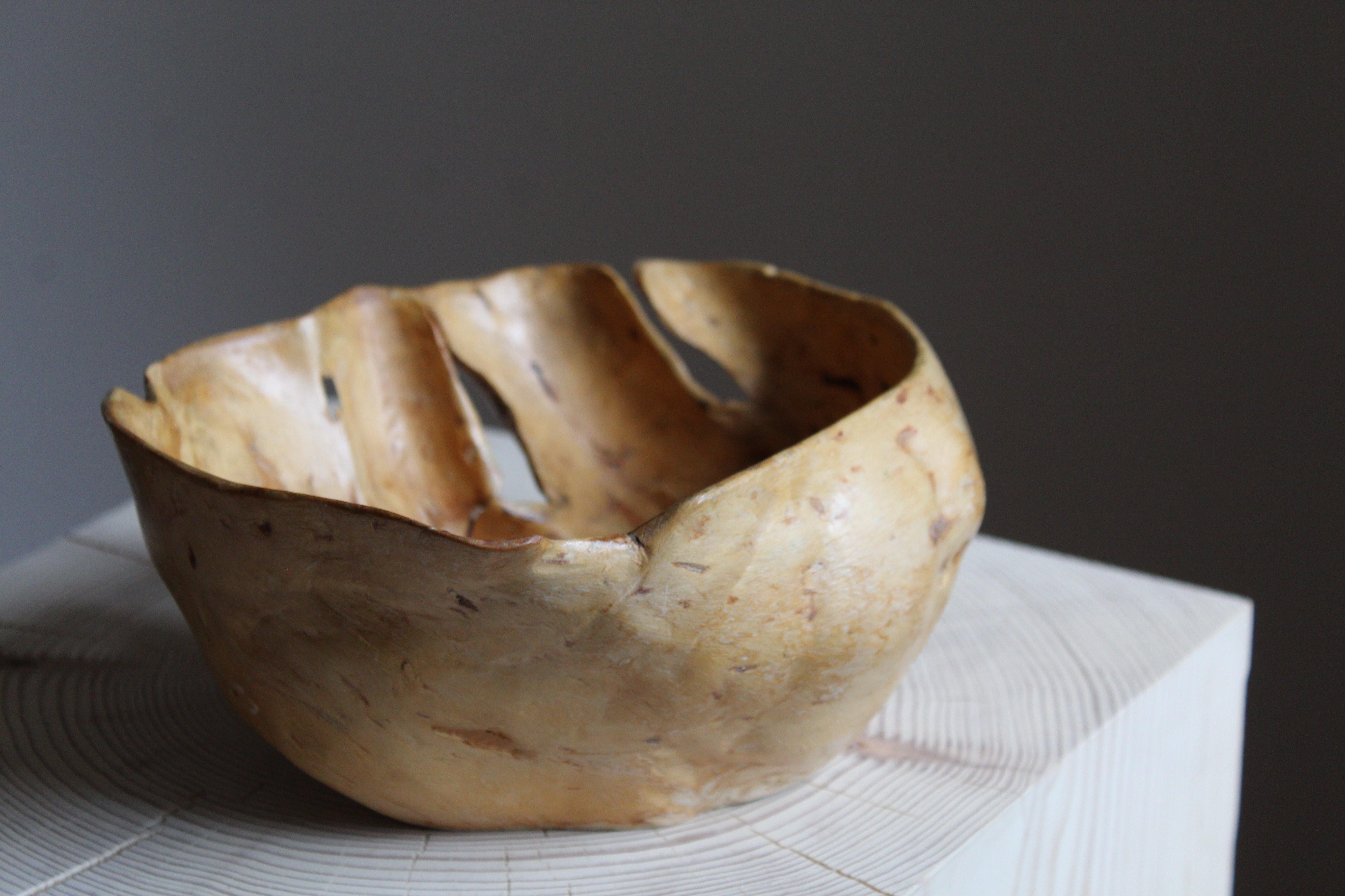 Swedish, Organic Burl Wood Bowl, Sweden Signed, 1970s In Good Condition In High Point, NC
