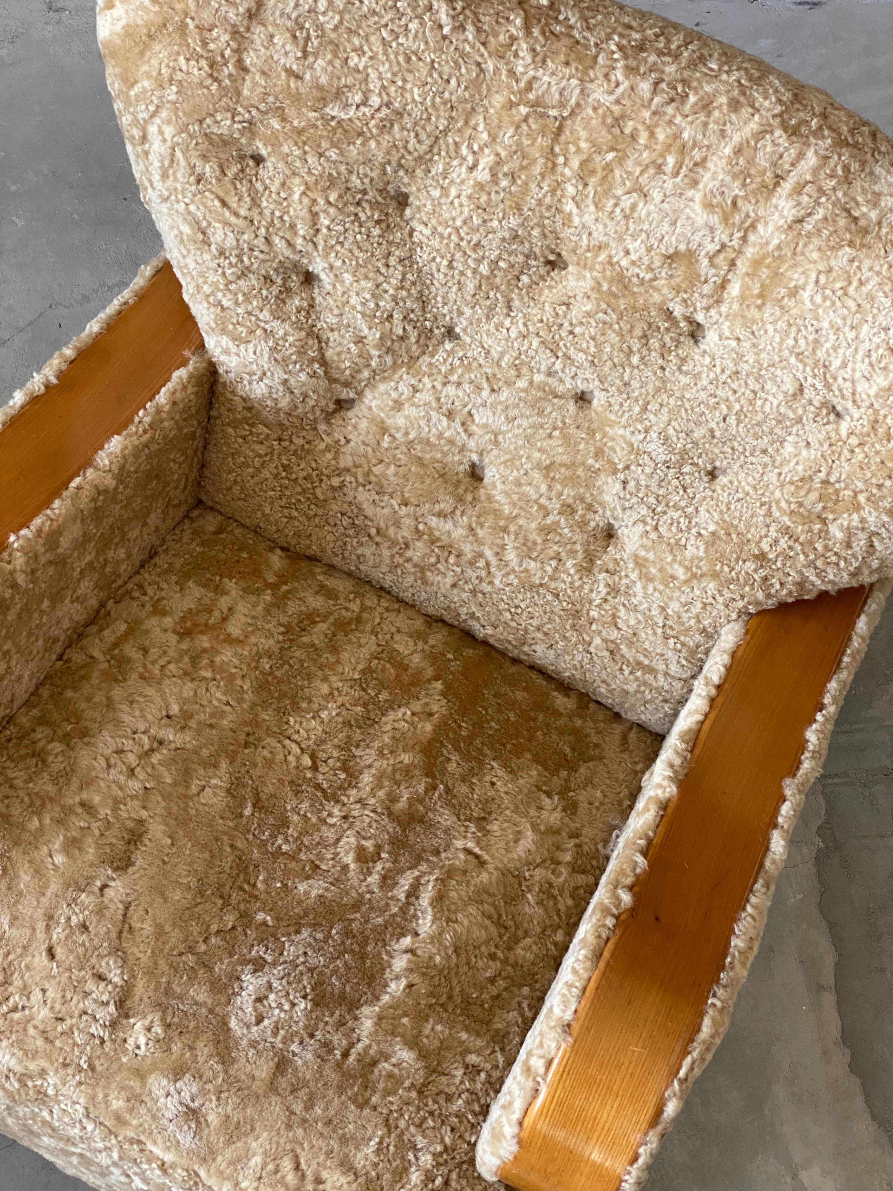 Swedish, Organic Lounge Chairs, Sheepskin, Beech, Sweden, 1930s 1