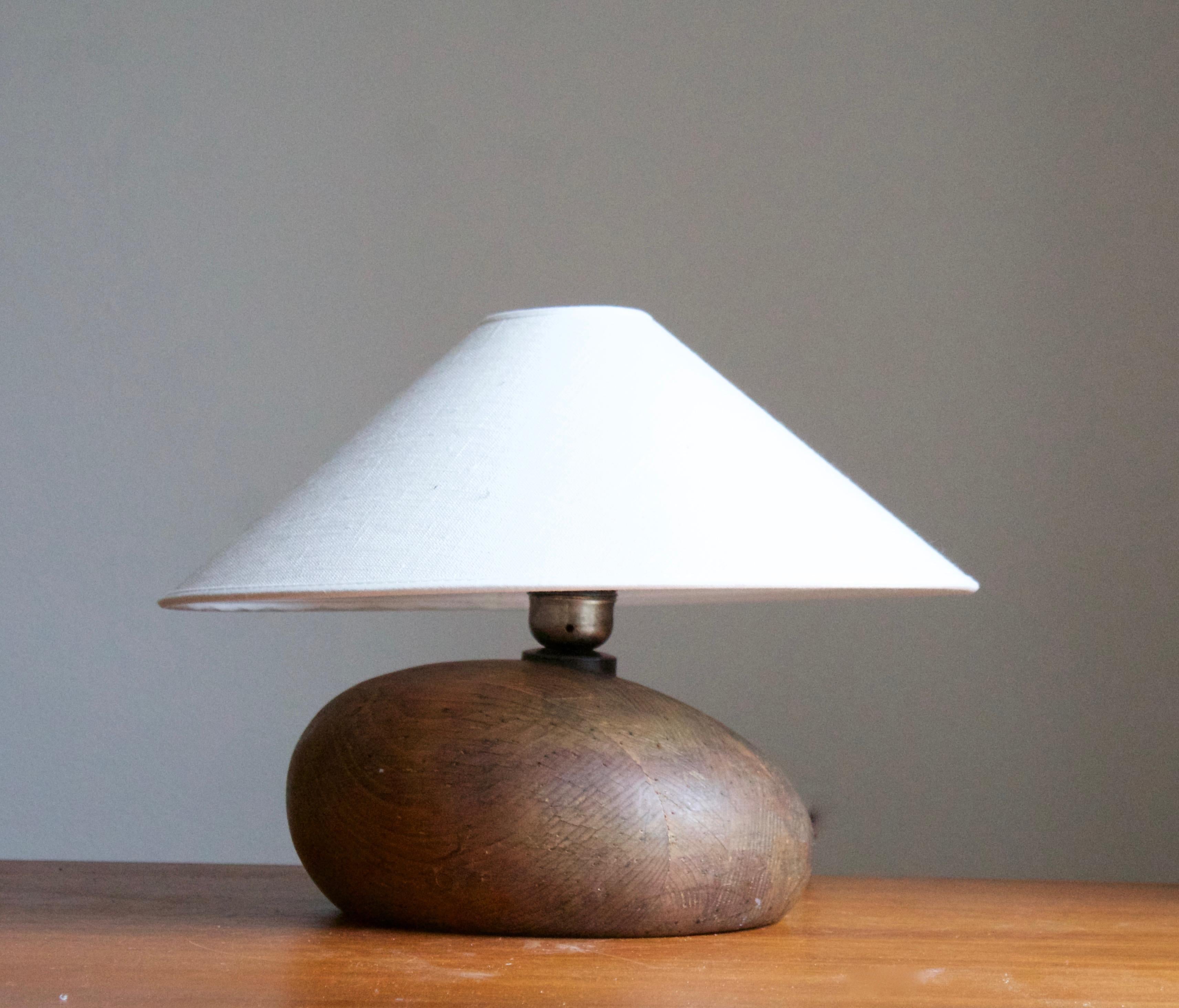 Swedish, Organic Table Lamp, Solid Wood, Brass, Sweden, 1940s 1