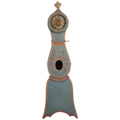 Antique Swedish Original Blue Long Case Clock