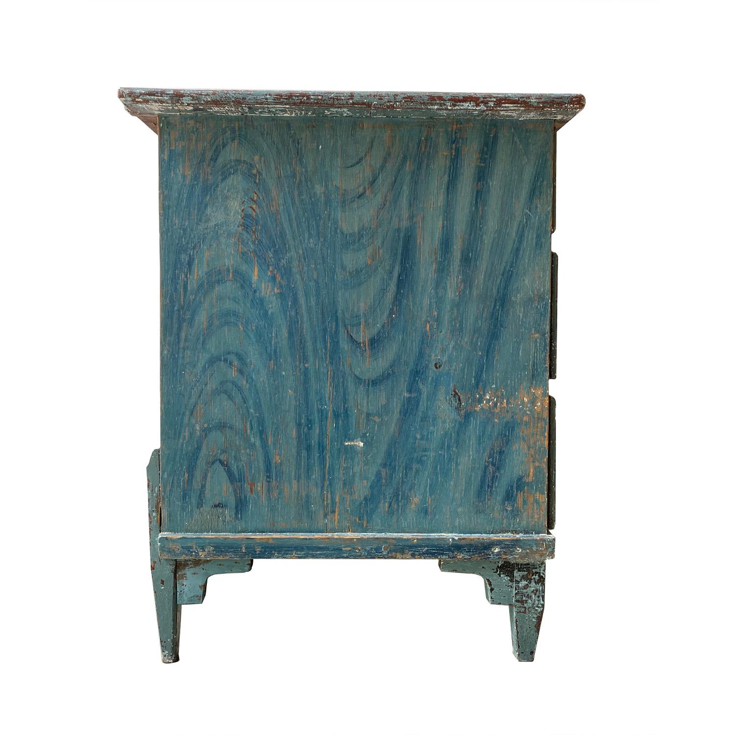 An early three drawer chest from Urshult, Smaland with two shorter drawers, below two longer. The commode was sent to artisan restorers in Sweden and was requested to be kept with as much original paint as possible. It was painstaking dry scraped to
