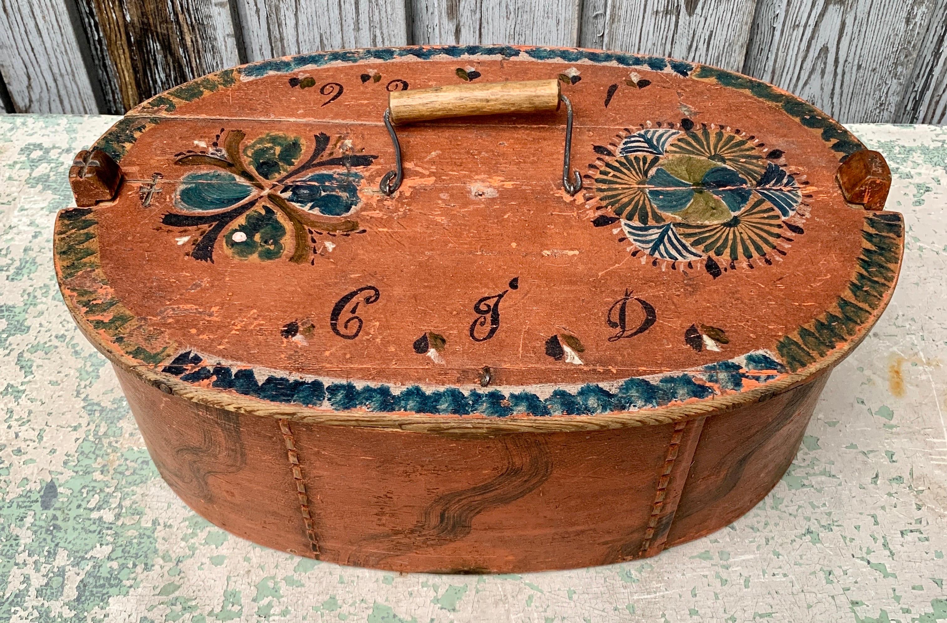 Hand-Crafted Swedish Original Painted Box Dated 1866  For Sale