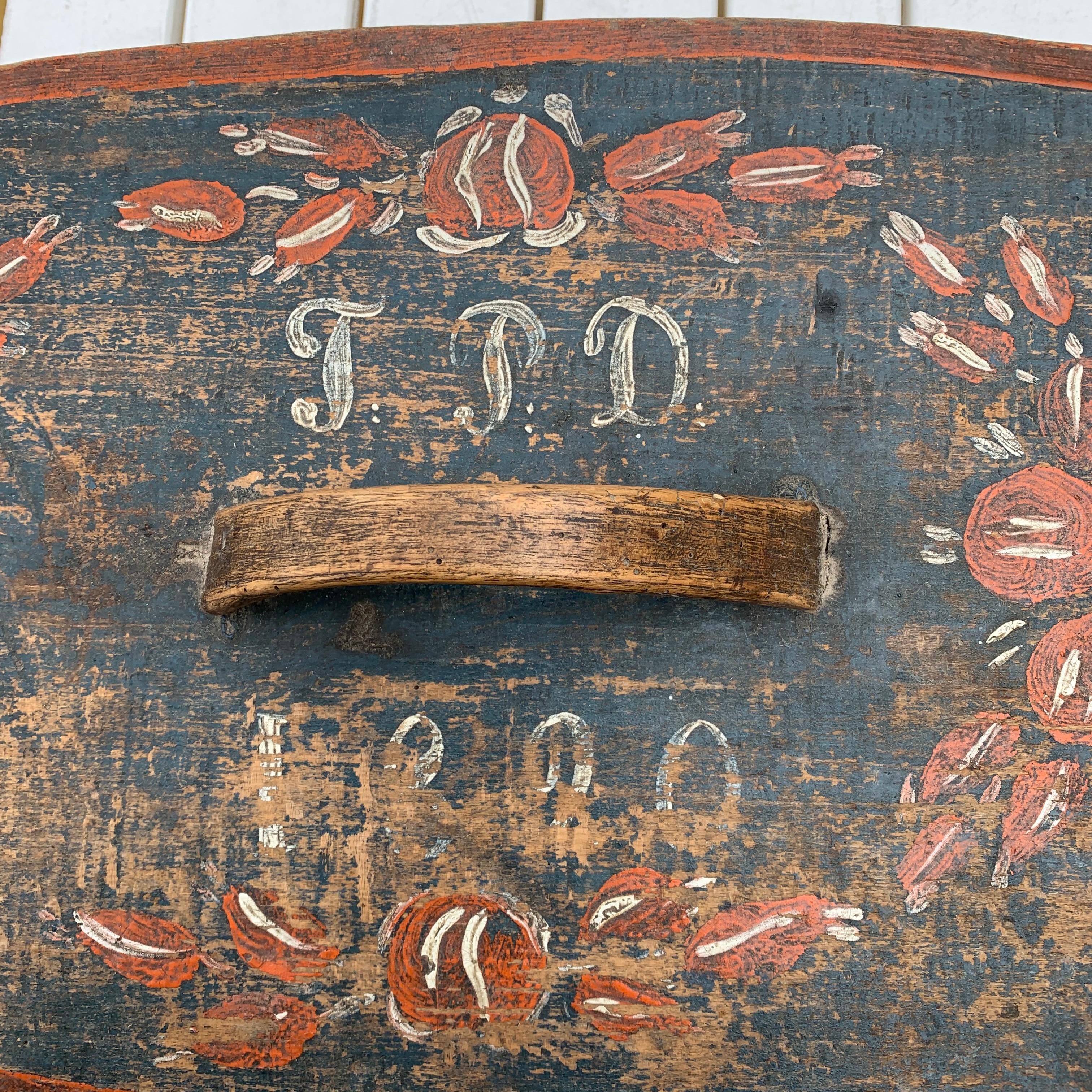 Swedish Original Painted Folk Art Box Dated 1820 at 1stDibs