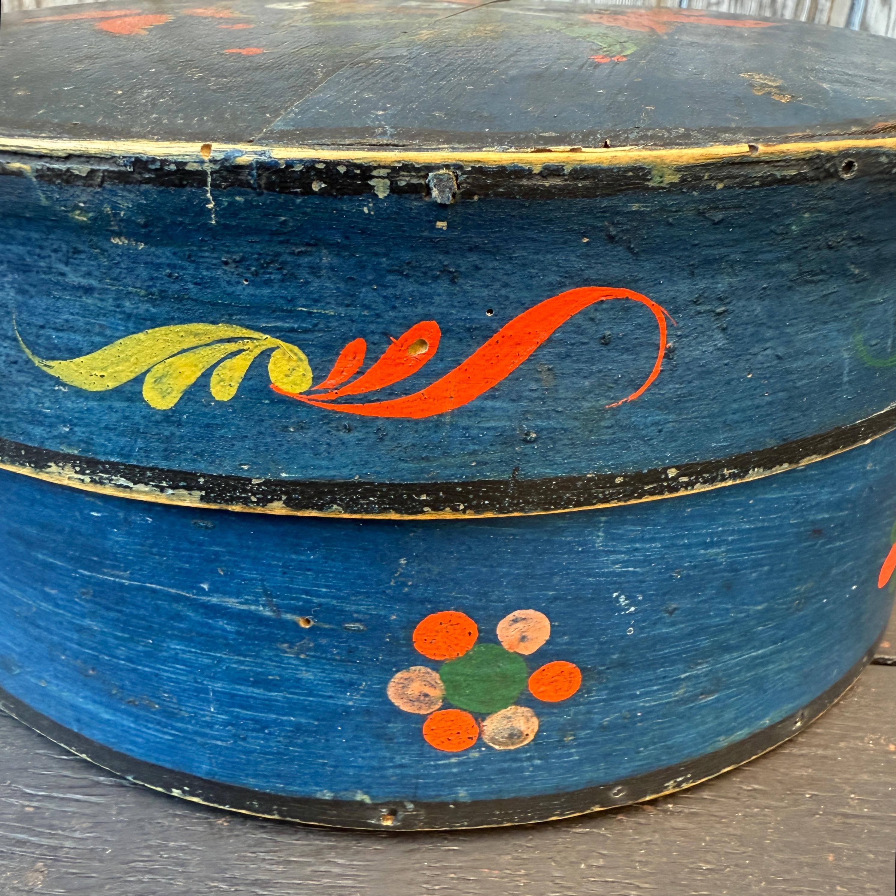 Swedish Original Painted Monogram Folk Art Box Dated 1866 For Sale 5