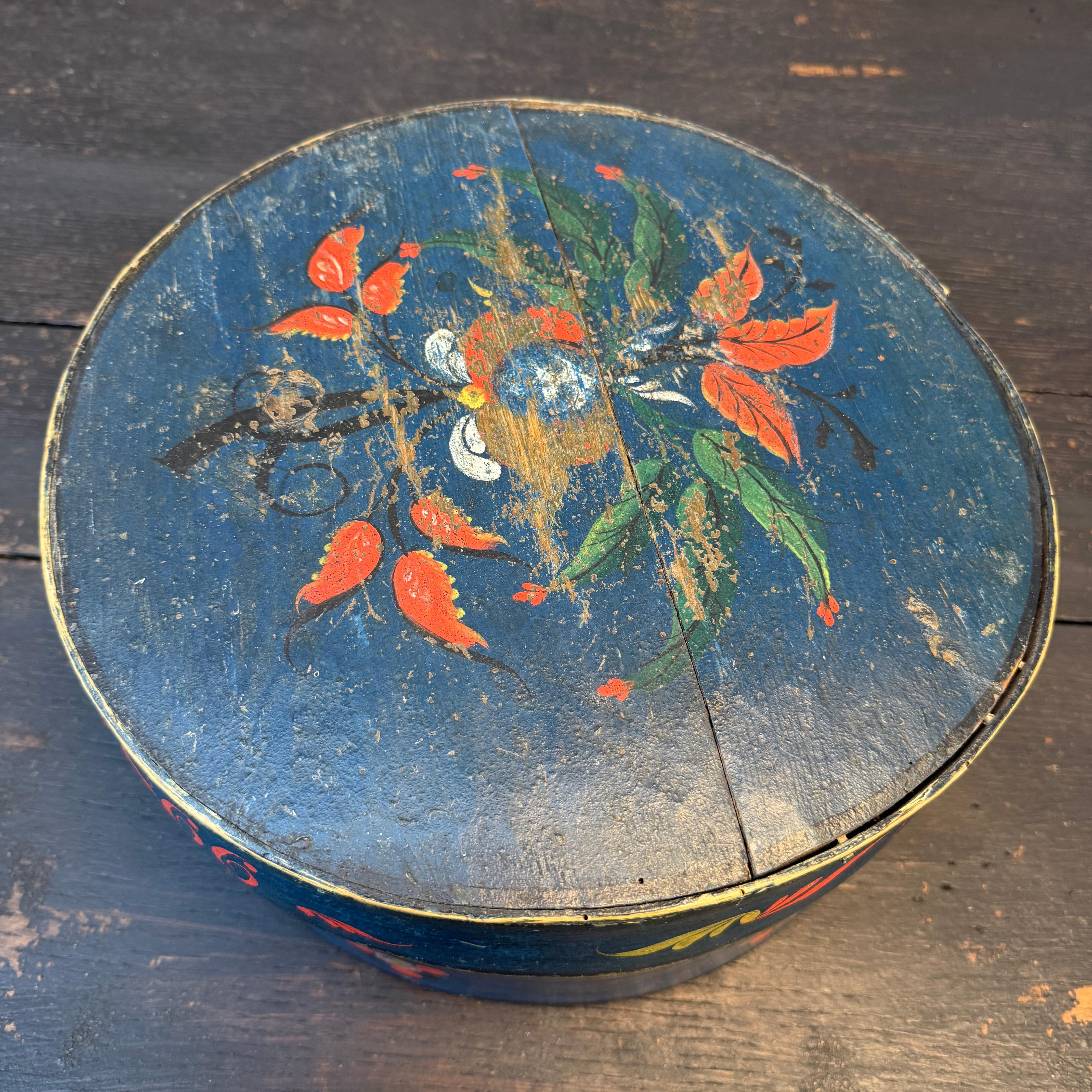 Swedish Original Painted Monogram Folk Art Box Dated 1866 For Sale 6