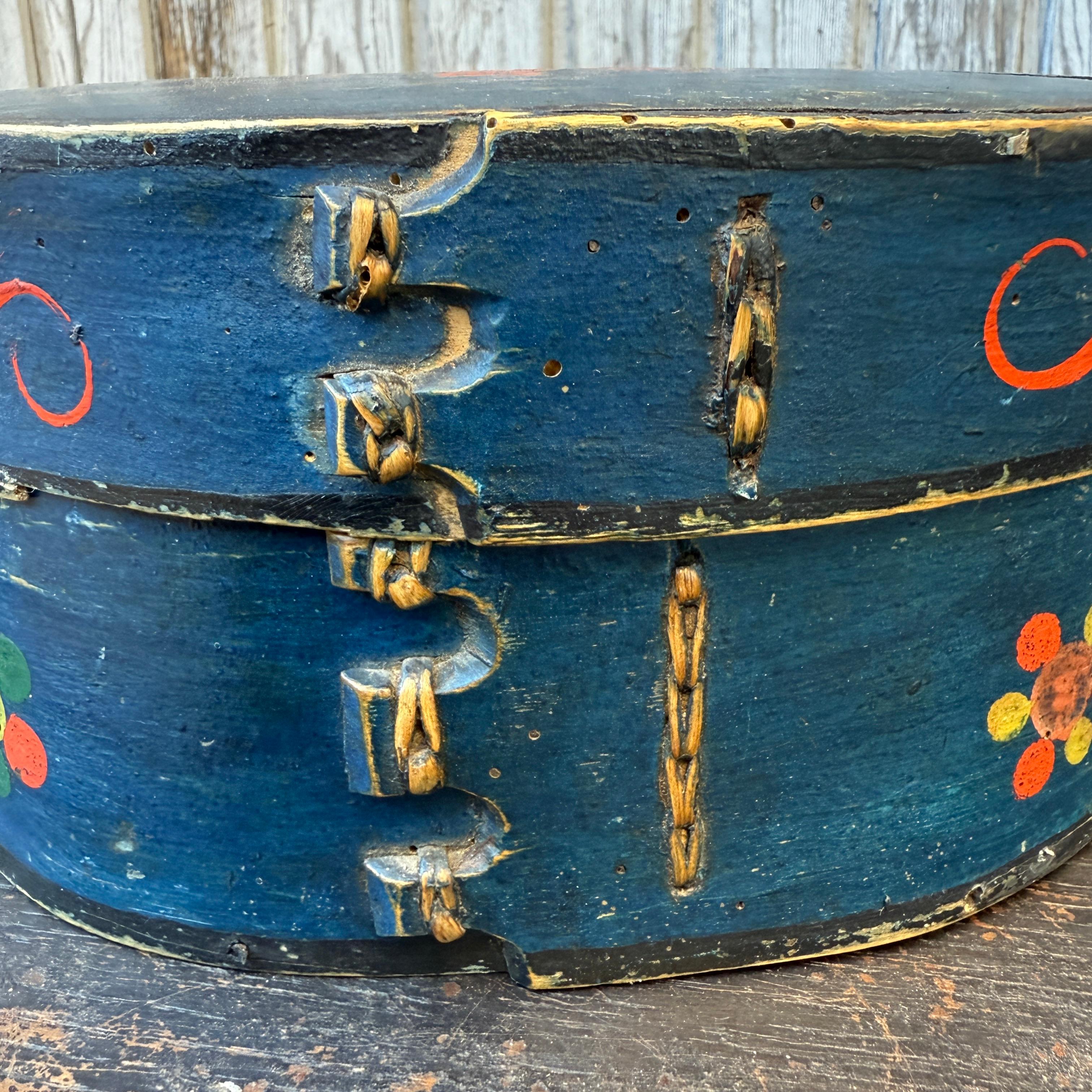 Swedish Original Painted Monogram Folk Art Box Dated 1866 For Sale 7
