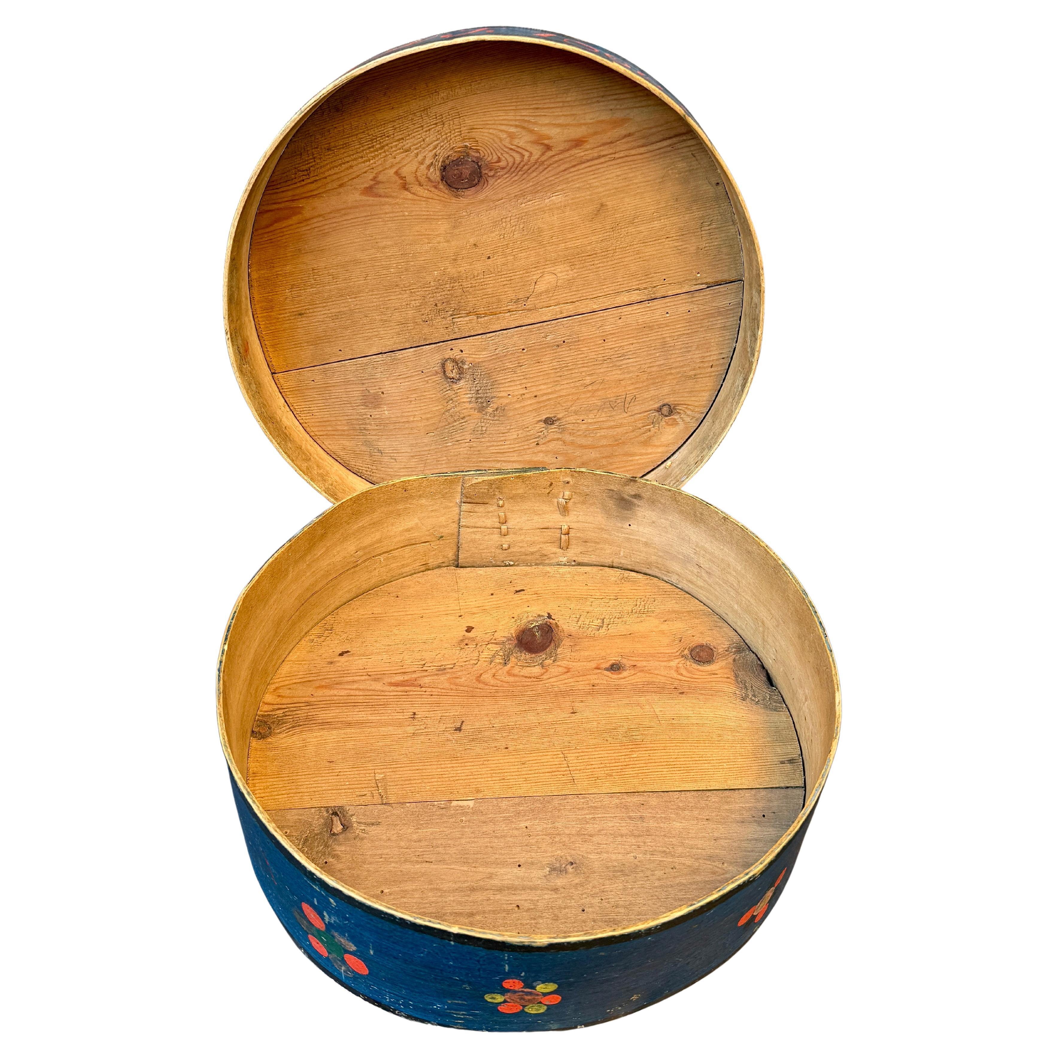 Hand-Crafted Swedish Original Painted Monogram Folk Art Box Dated 1866 For Sale