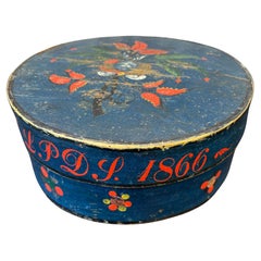 Swedish Original Painted Monogram Folk Art Box Dated 1866