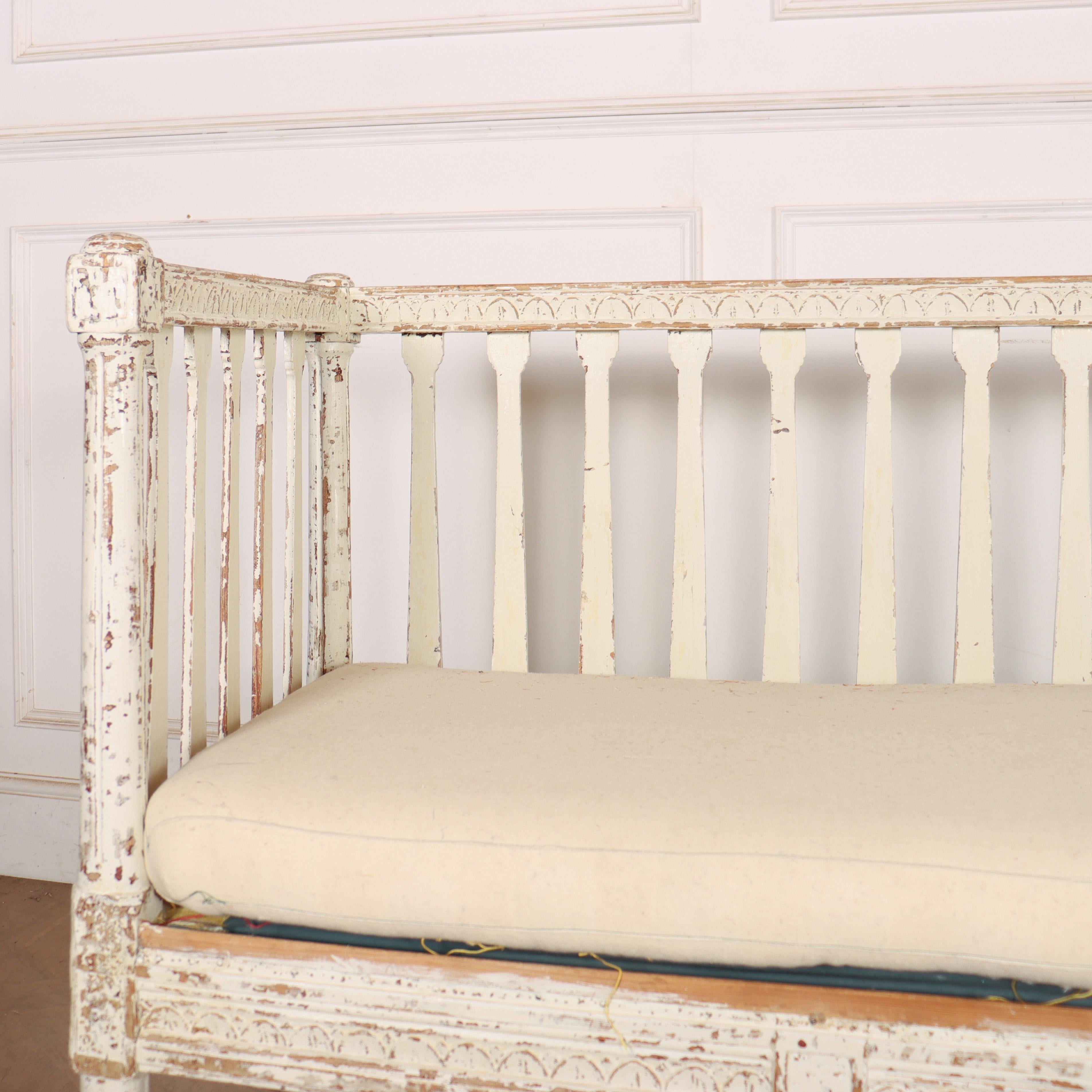 Banco Settle Sueco Original Pintado en Bueno estado para la venta en Leamington Spa, Warwickshire