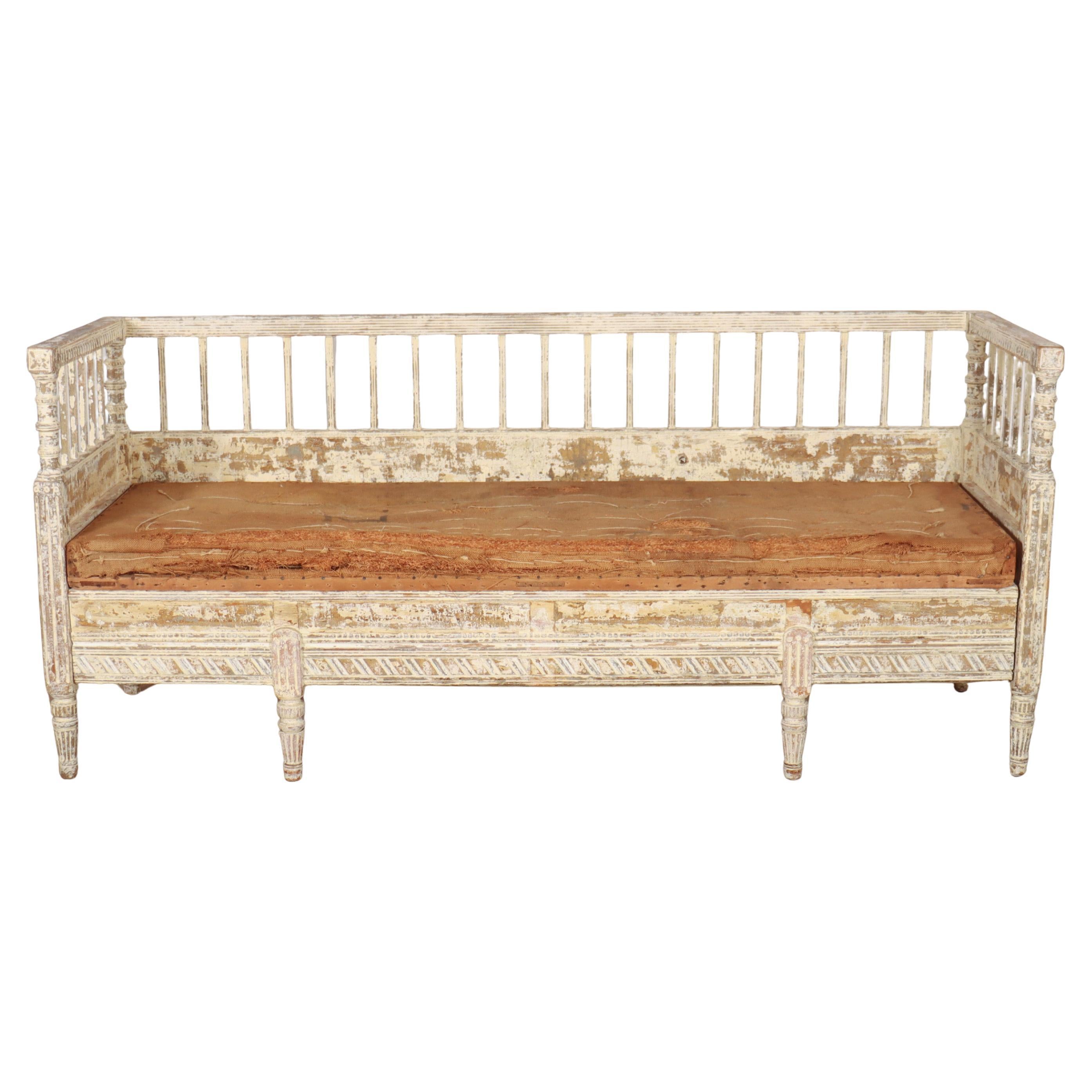 Swedish Original Painted Settle Bench