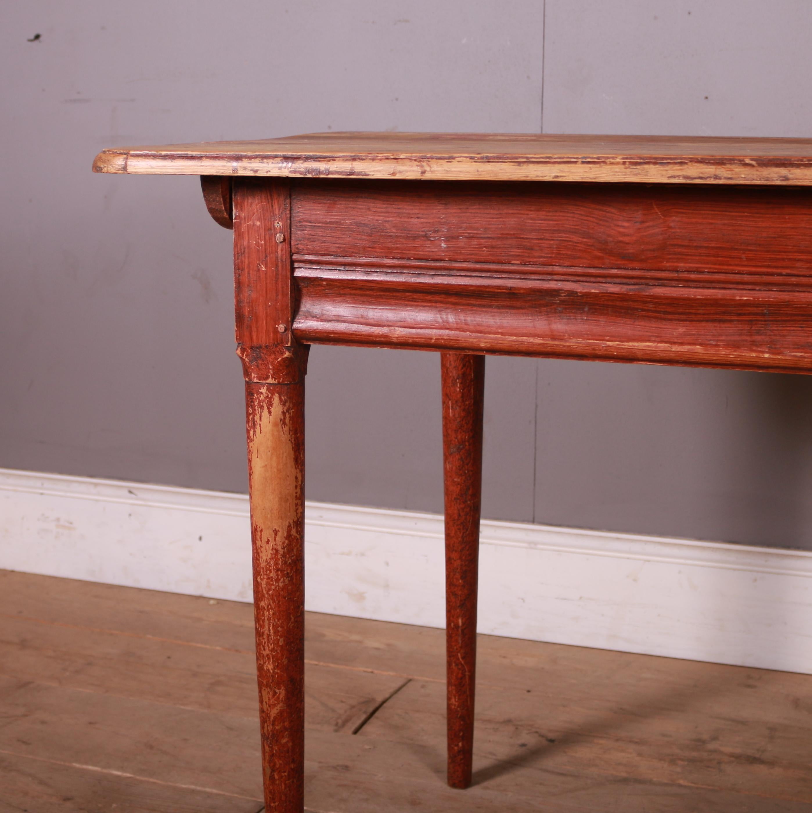 Good 19th C Swedish pine side table with original paint finish. 1840.

Reference: 7323

Dimensions
50 inches (127 cms) Wide
24 inches (61 cms) Deep
30 inches (76 cms) High.