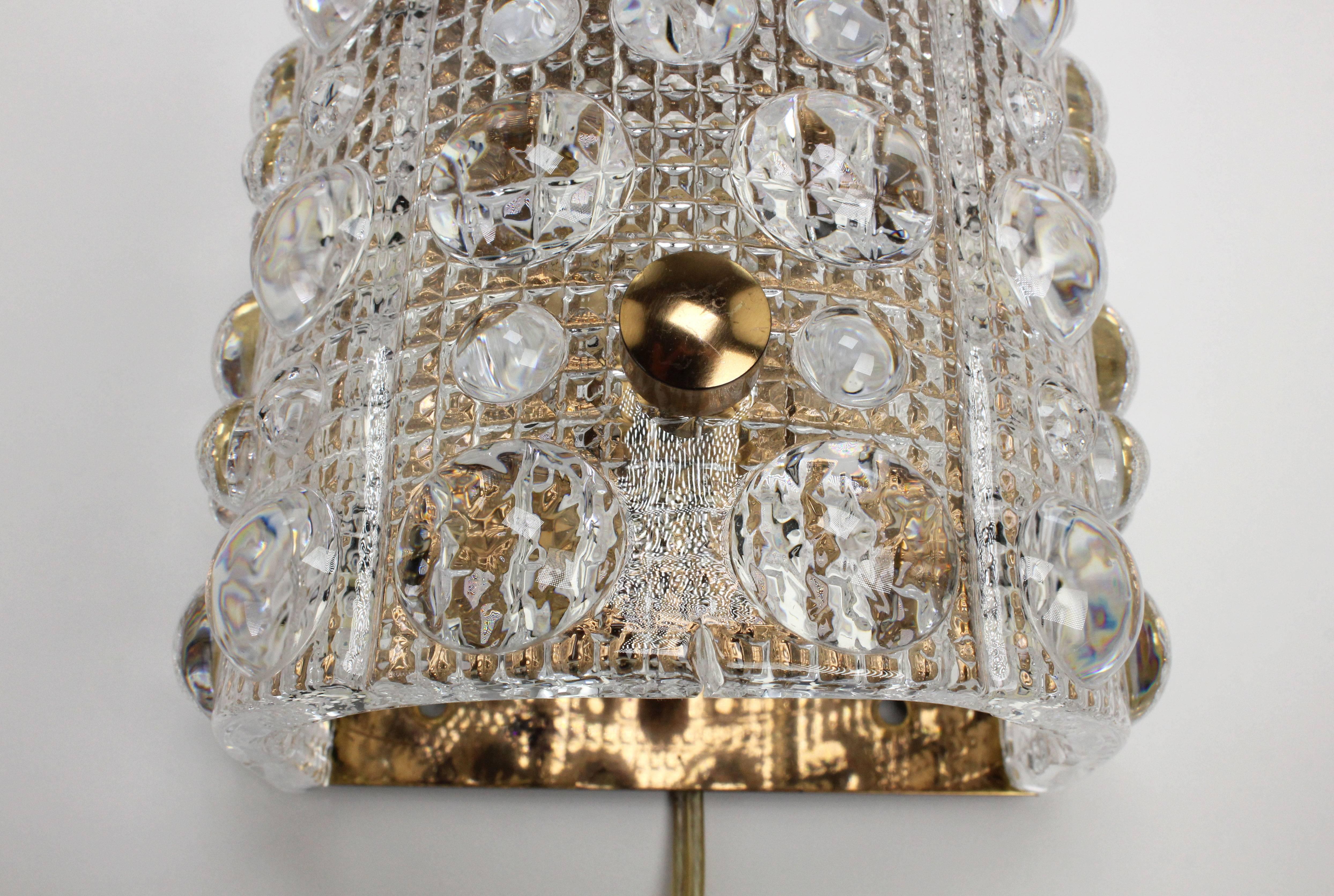 Mid-Century Modern Carl Fagerlund for Orrefors Bubble Texture Crystal Sconce, 1950s For Sale