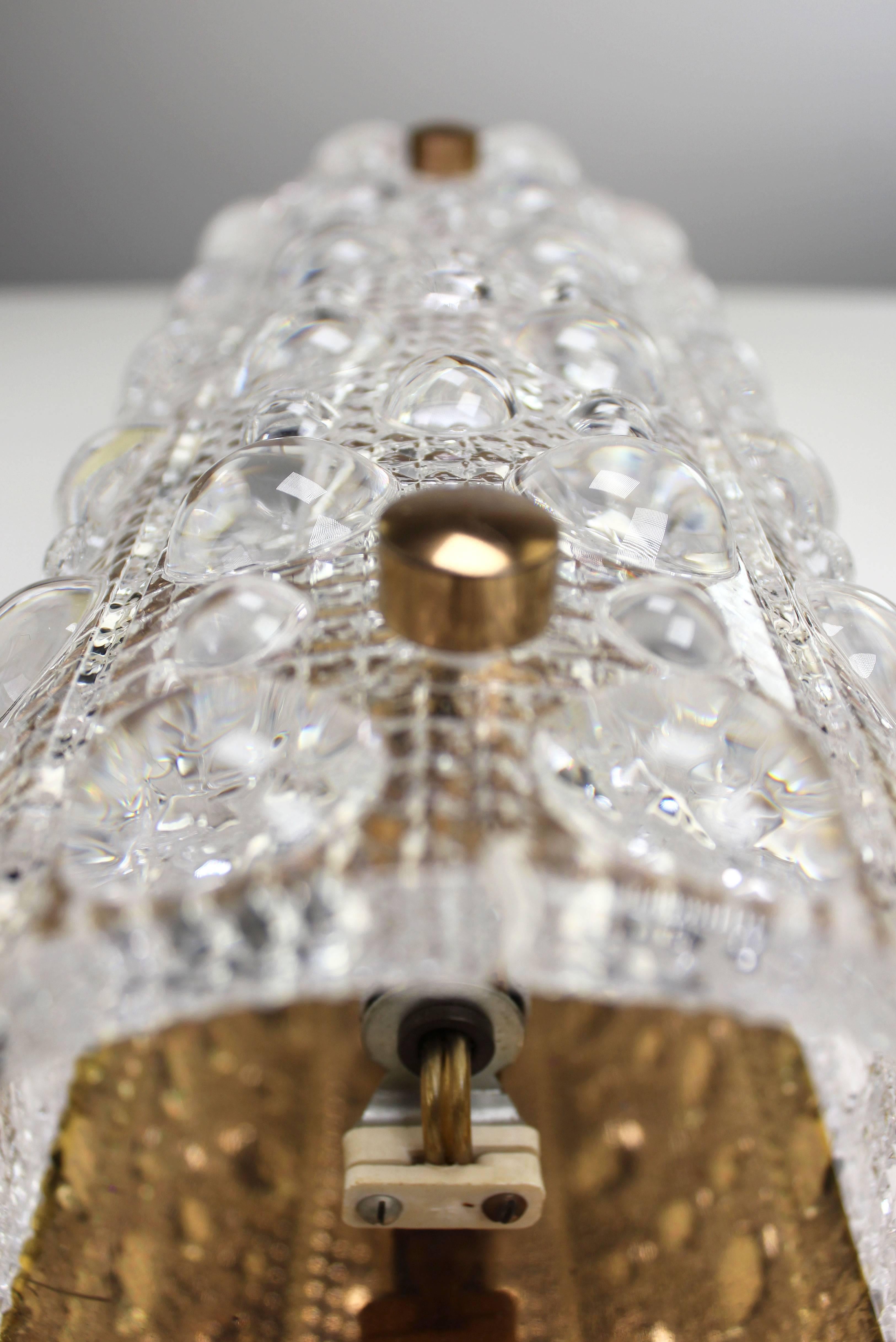 Swedish Carl Fagerlund for Orrefors Bubble Texture Crystal Sconce, 1950s For Sale