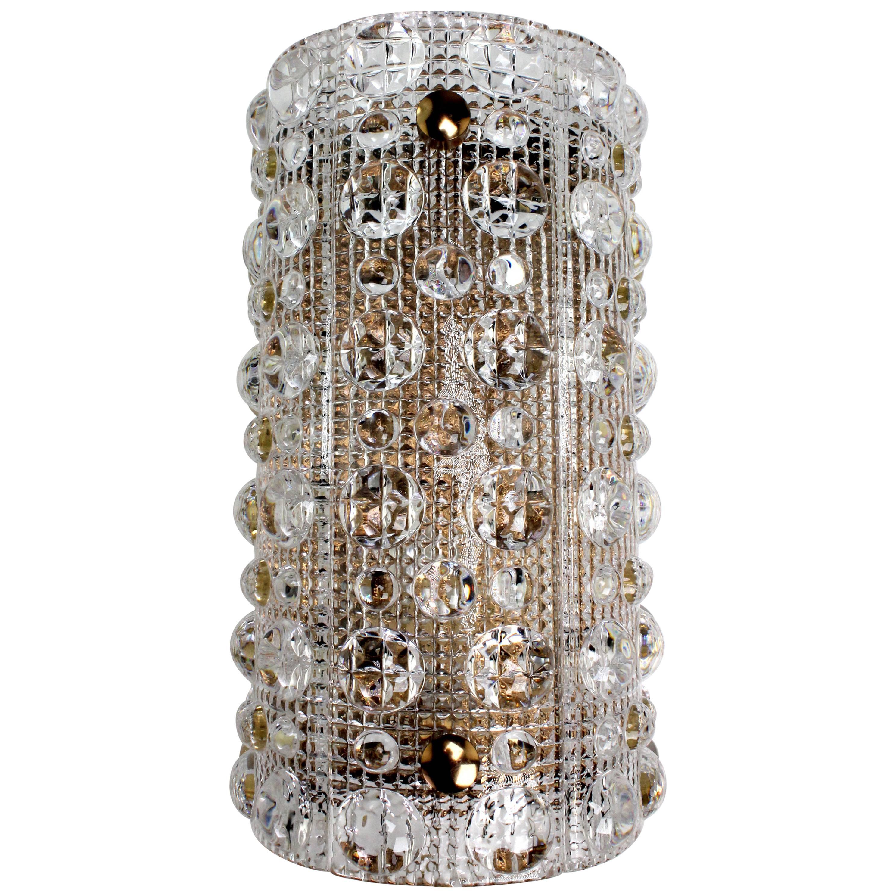 Carl Fagerlund for Orrefors Crystal Bubble Textured Swedish Wall Light, 1950s
