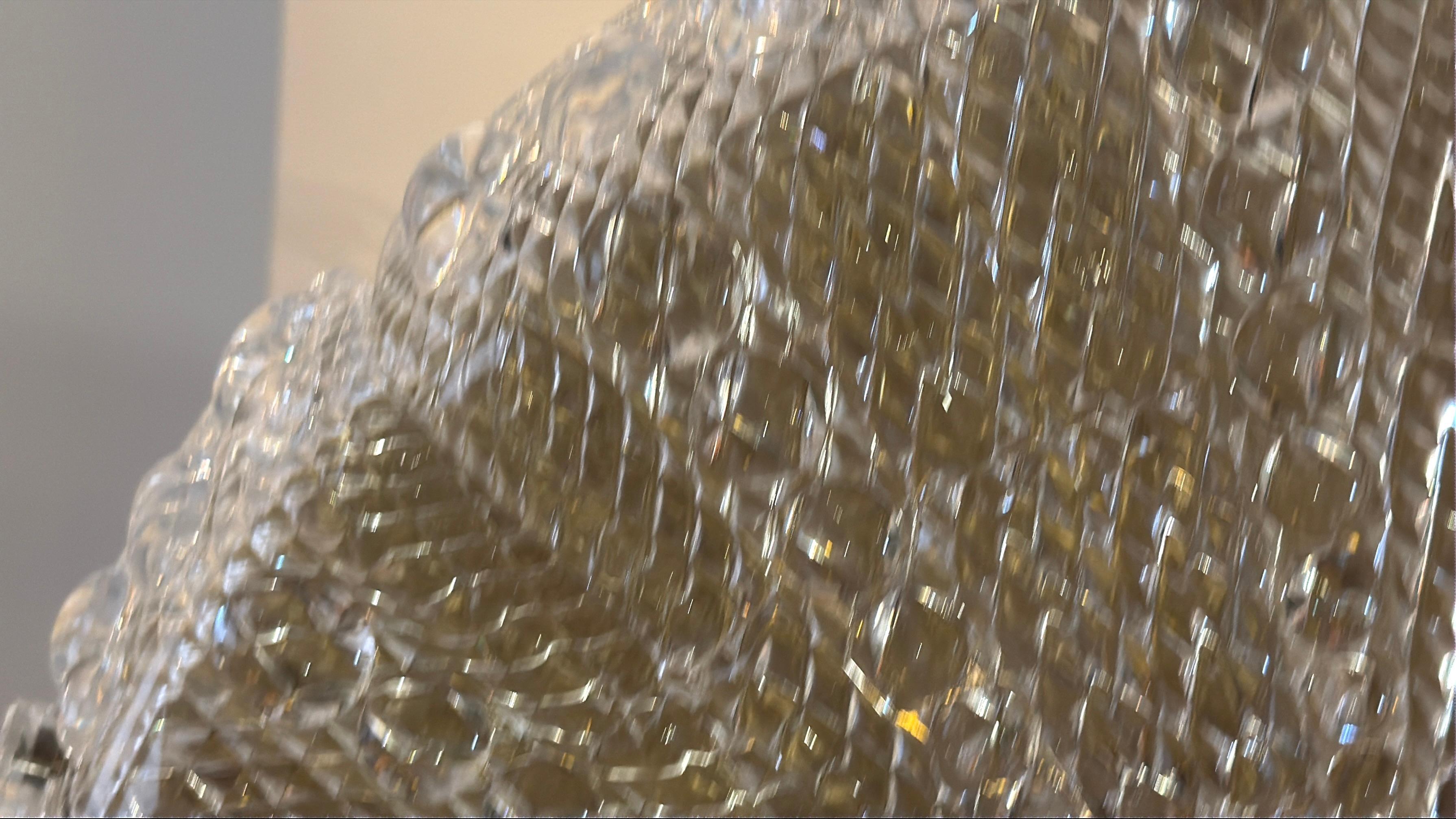 Lampadario a sospensione svedese di Orrefors in cristallo del 1950, metà del secolo scorso in vendita 3