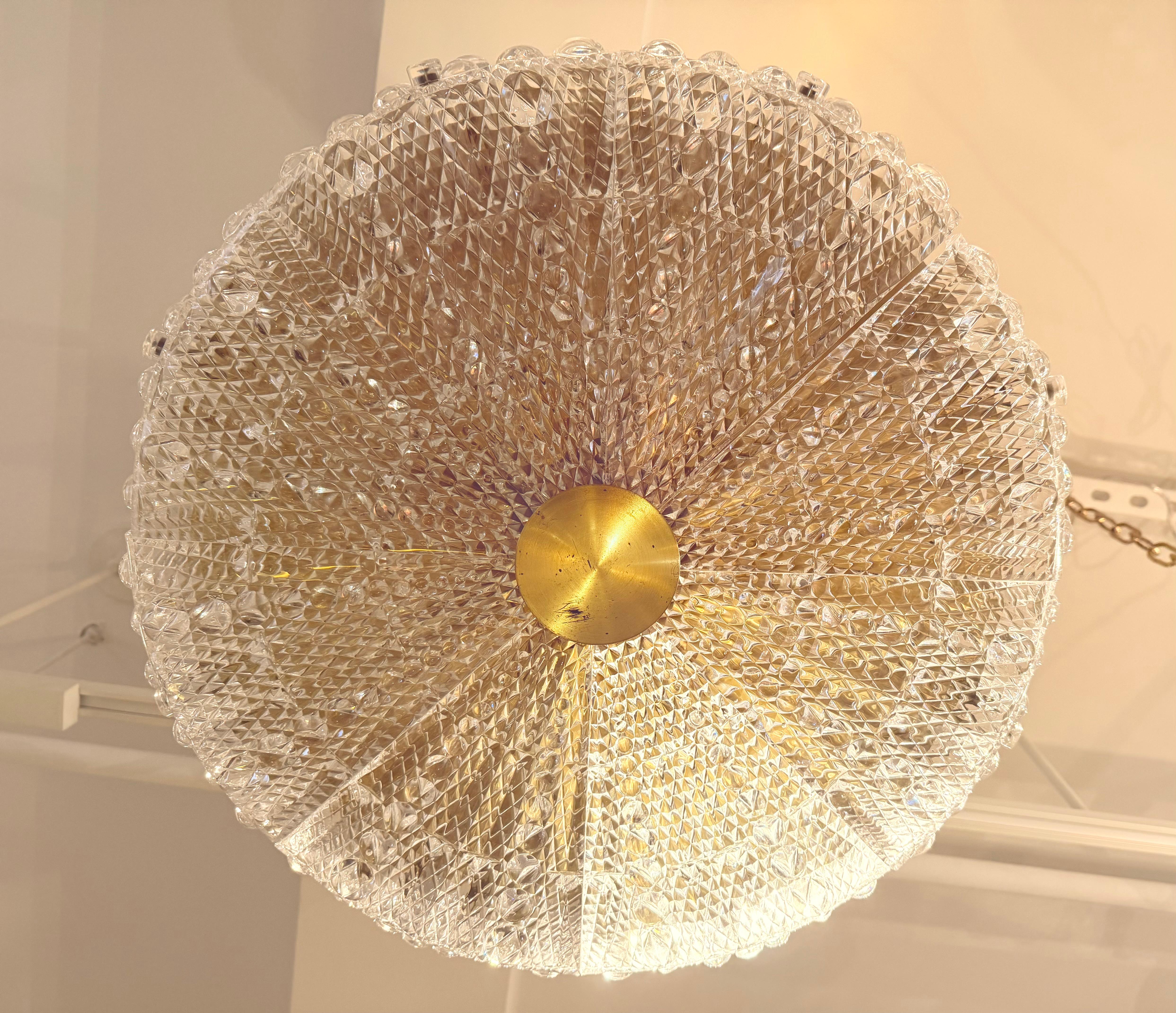 Lampadario a sospensione svedese di Orrefors in cristallo del 1950, metà del secolo scorso in vendita 4