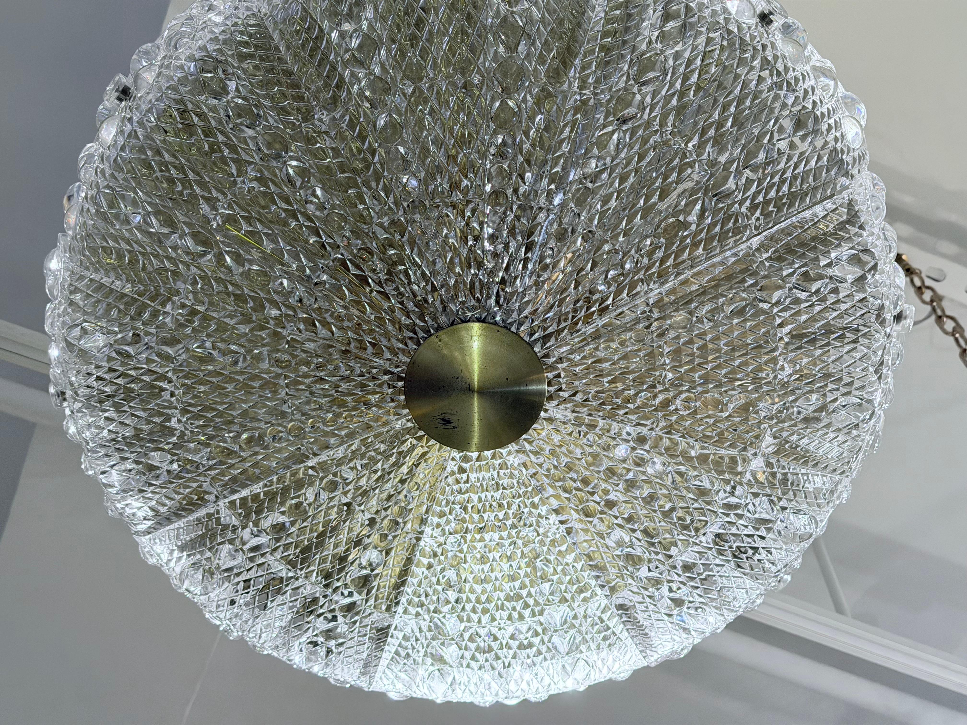 Lampadario a sospensione svedese di Orrefors in cristallo del 1950, metà del secolo scorso in vendita 5