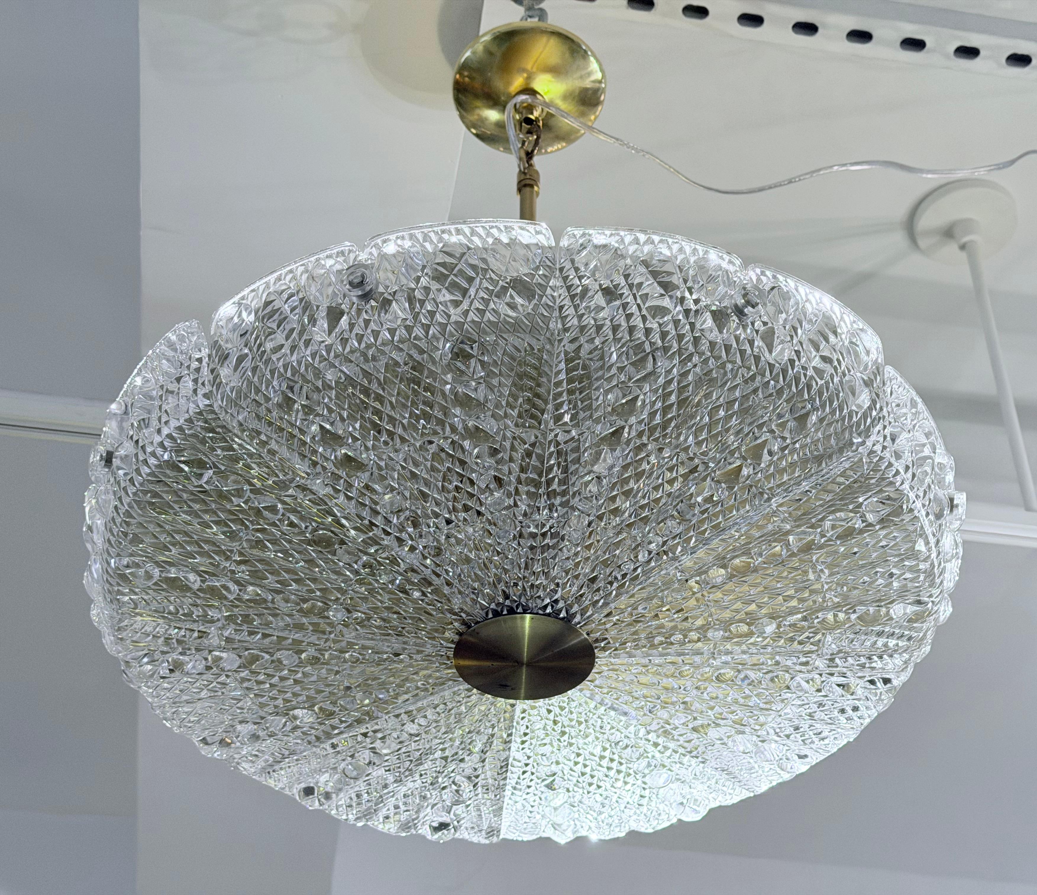 Lampadario a sospensione svedese di Orrefors in cristallo del 1950, metà del secolo scorso in vendita 6