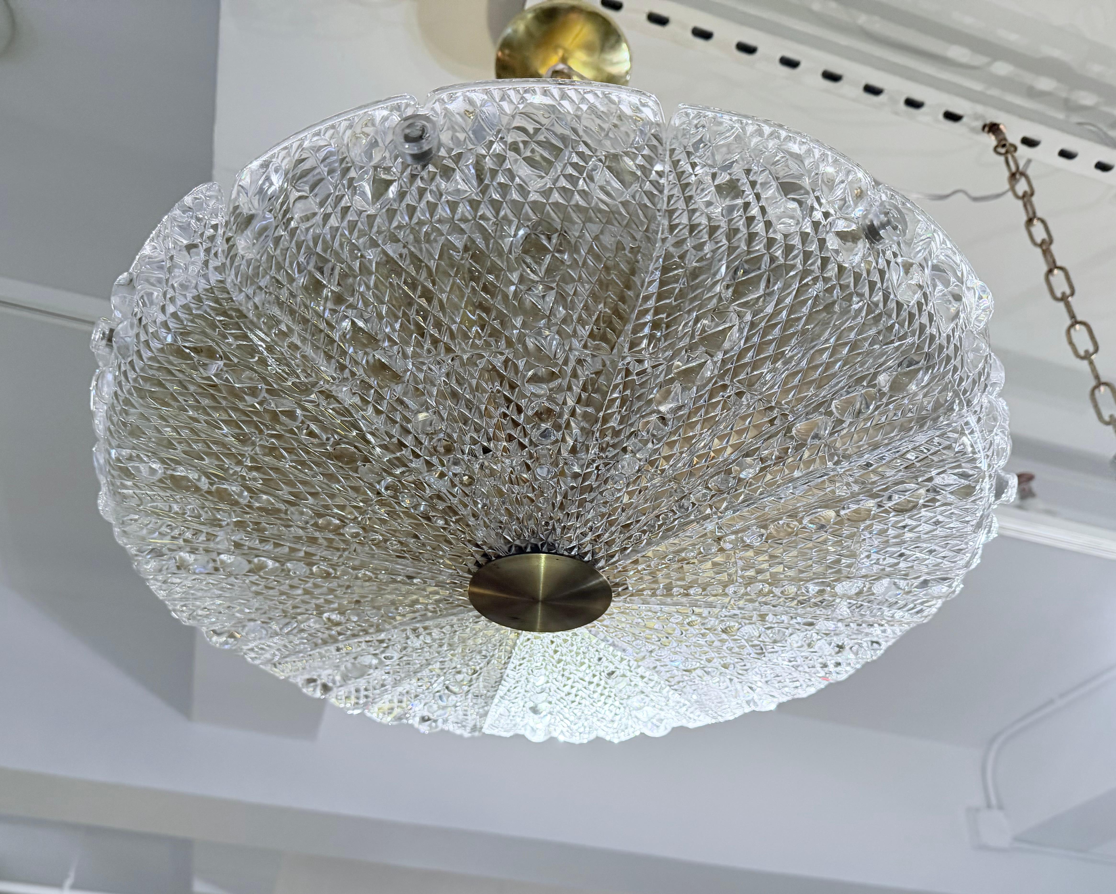 Svedese Lampadario a sospensione svedese di Orrefors in cristallo del 1950, metà del secolo scorso in vendita